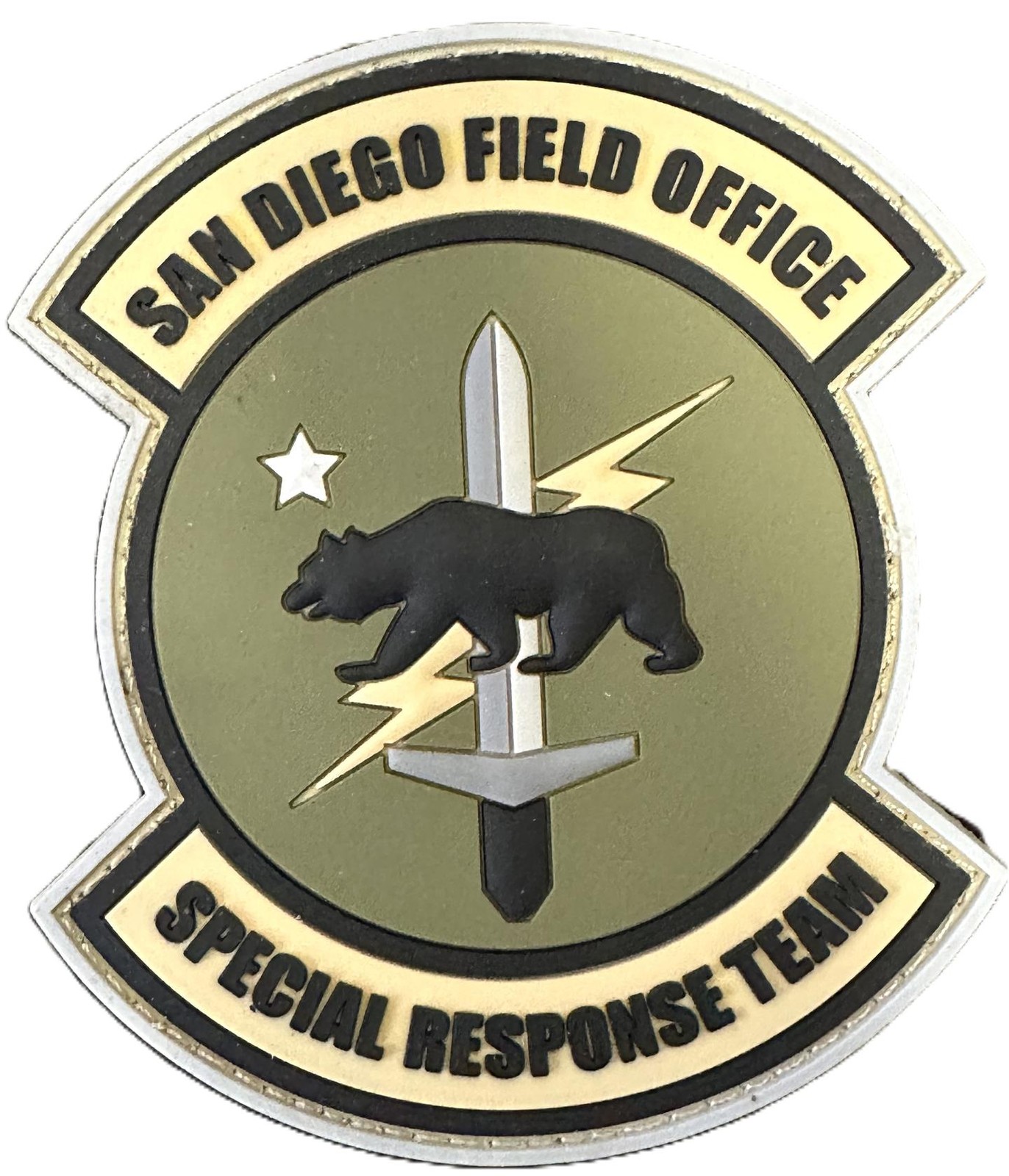 San Diego Field Office SRT California PVC Morale Patch Hook Back Tactical