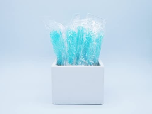 Light Blue Rock Candy on a Stick (72 Pack) - BULK Individually Wrapped Cotton...