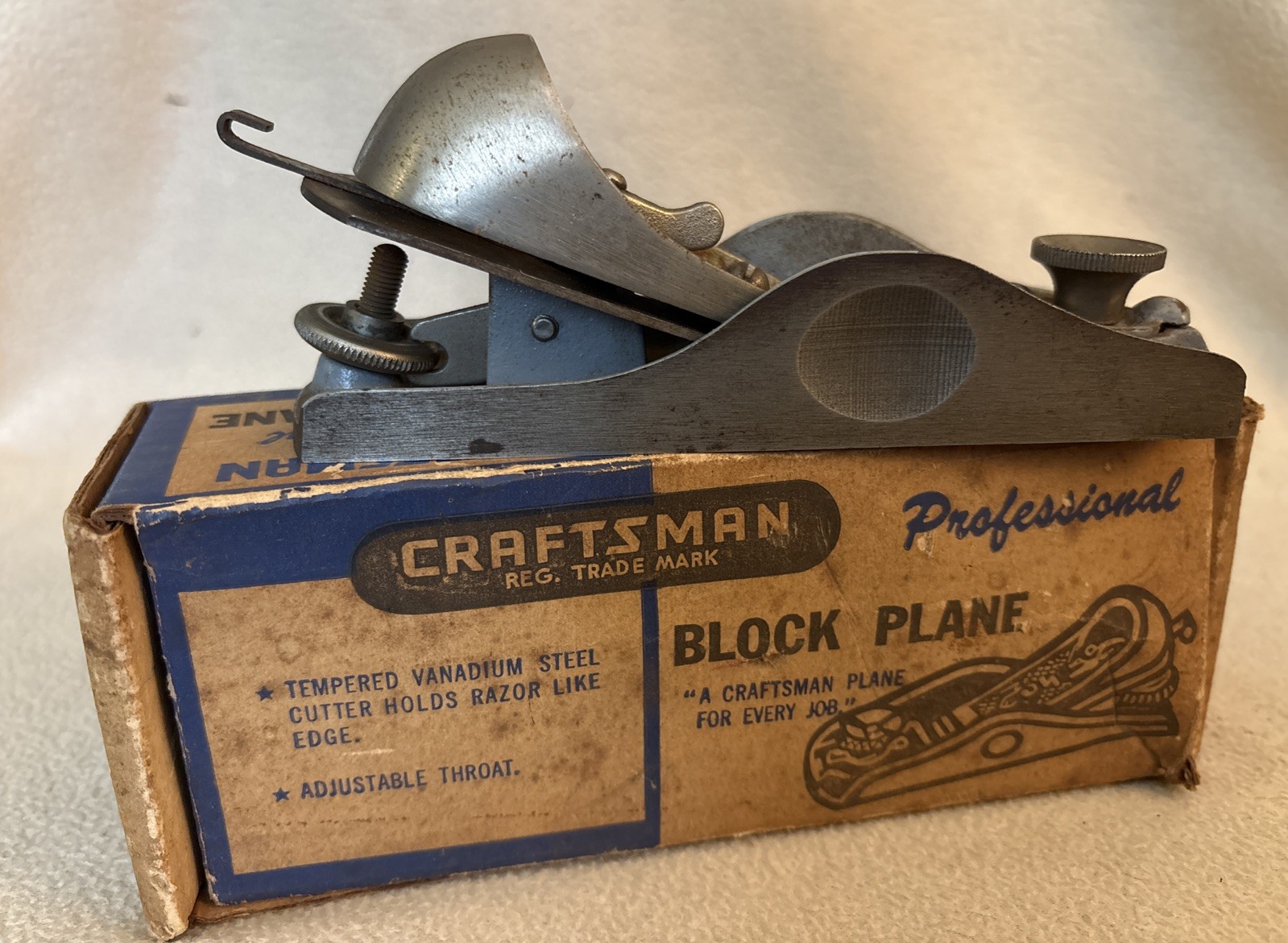 Vintage Craftsman No 3704 BL  Adjustable Throat Block Plane  w/Box