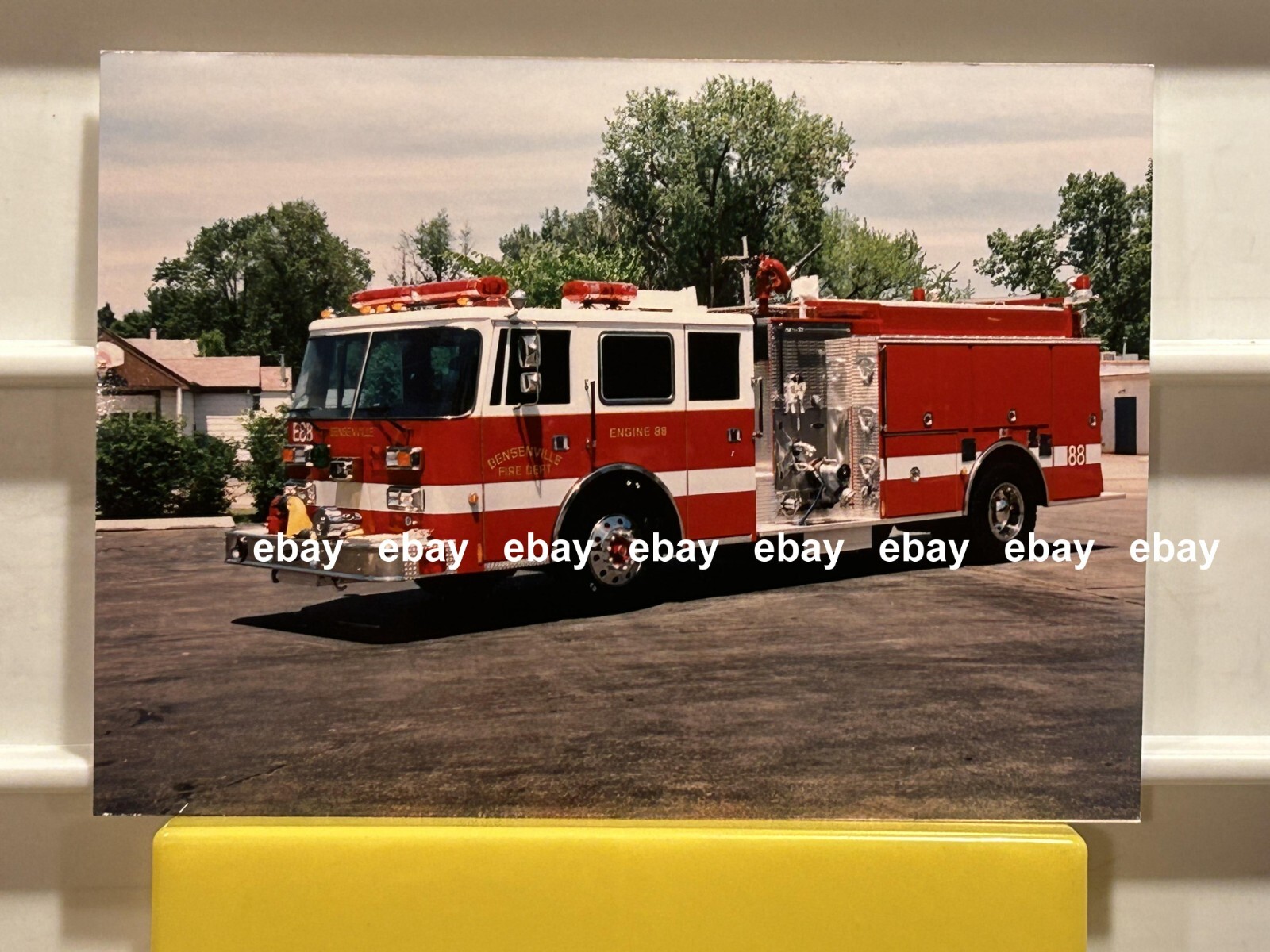 Bensenville IL 1994 Pierce Arrow pumper 3.5x5 Fire Apparatus Print A35
