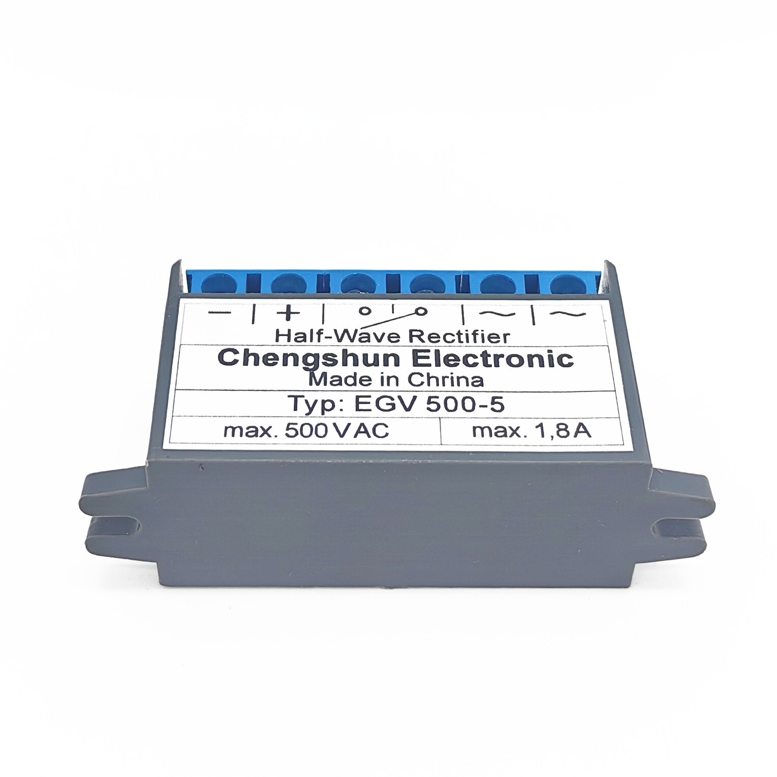 Type: EGV 500-5 max. 500V AC max. 1,8A Half-Wave Rectifier