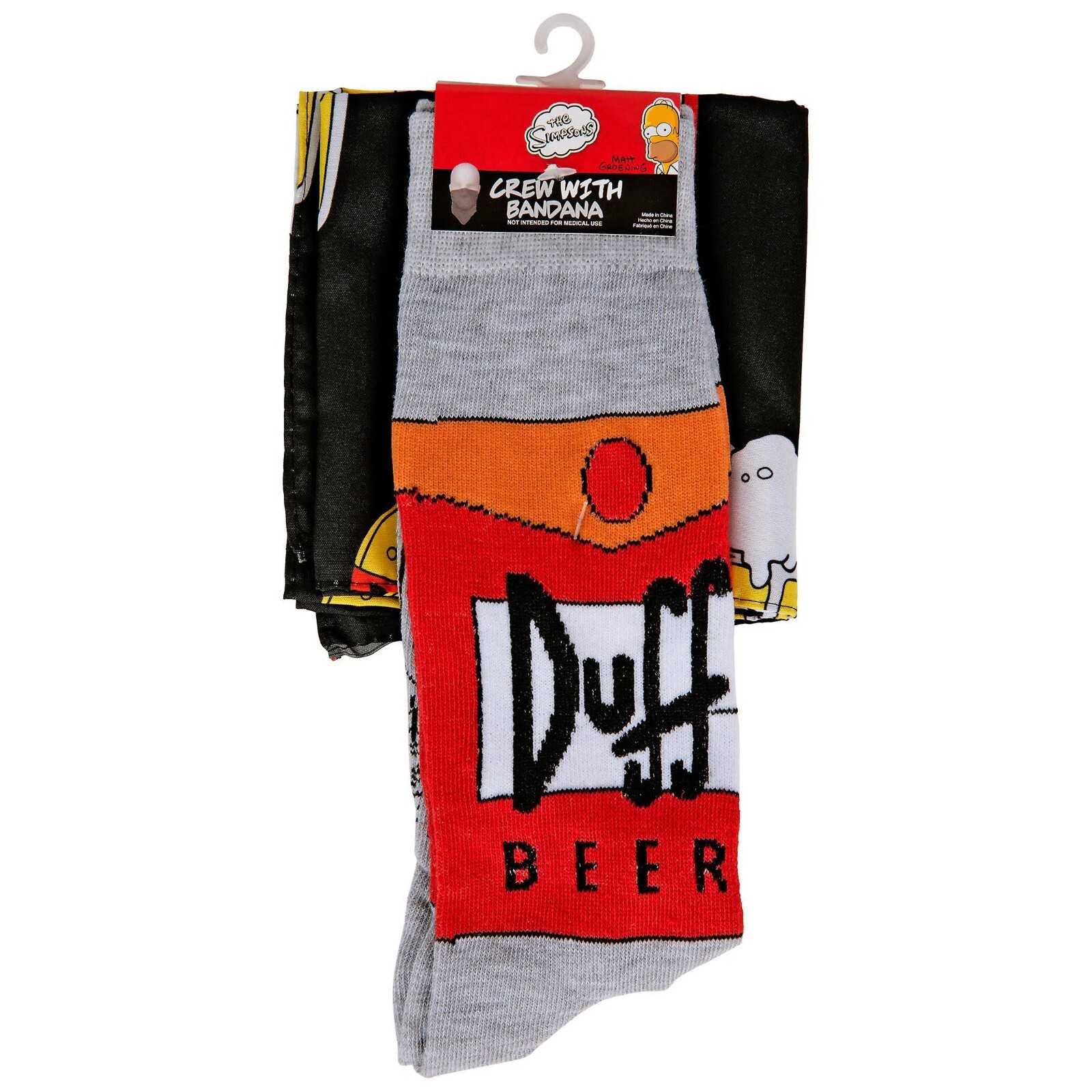 The Simpsons Duff Beer Mens Crew Sock & Bandana Combo New