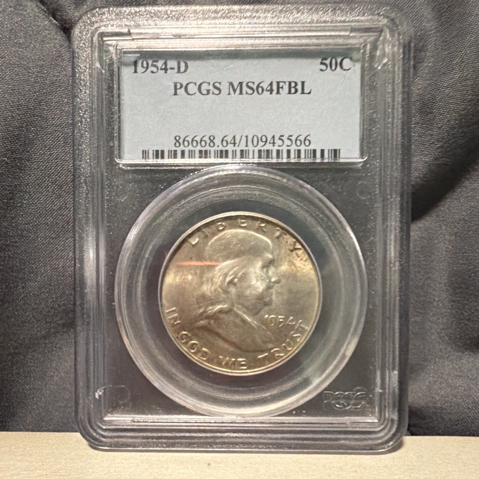 PCGS 1954-D FBL Franklin Half Dollar 50C MS64 FBL Full Bell Lines Cert 10945566