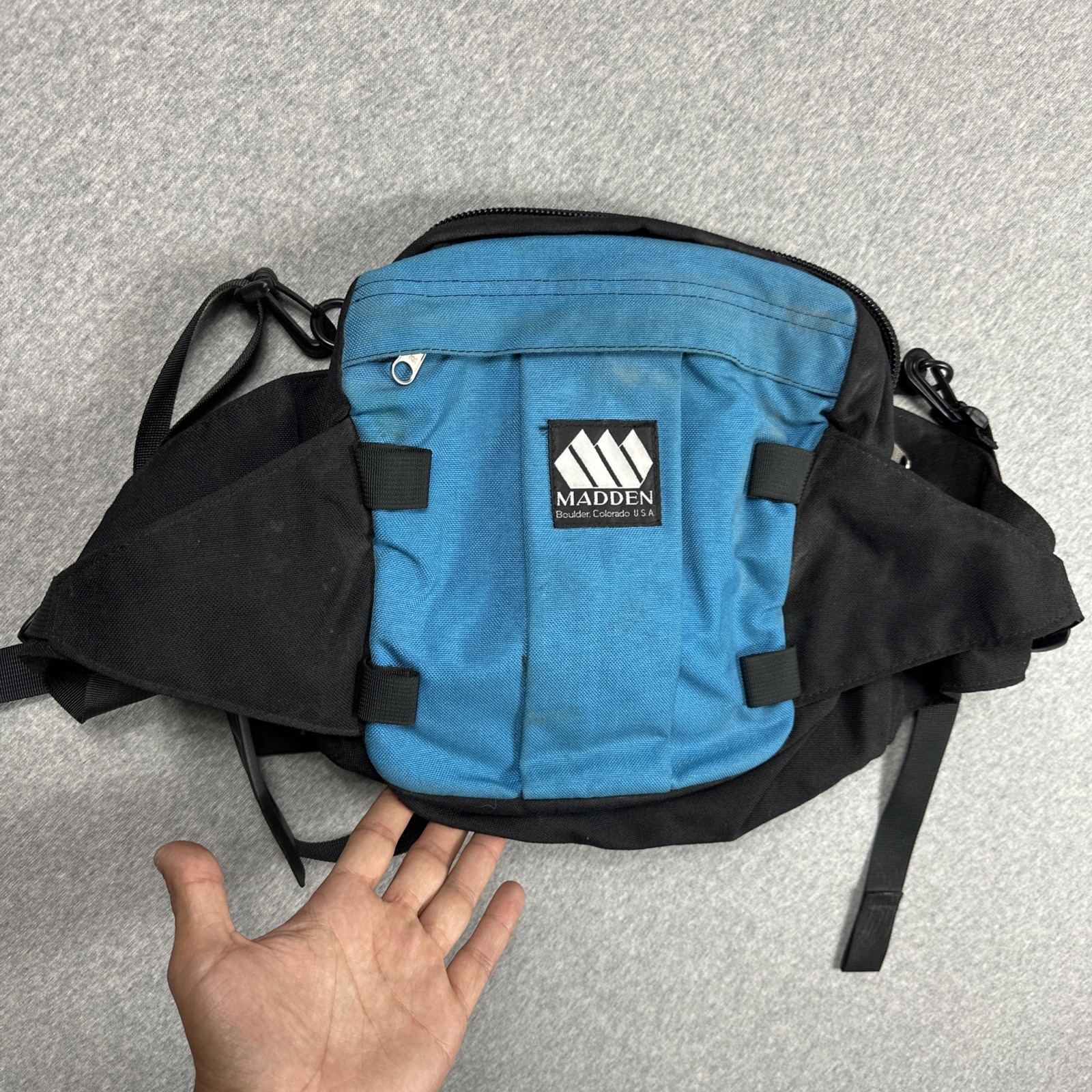 Vintage Madden Bag Pack Boulder Colorado Bicycle Sling USA Made Blue Black