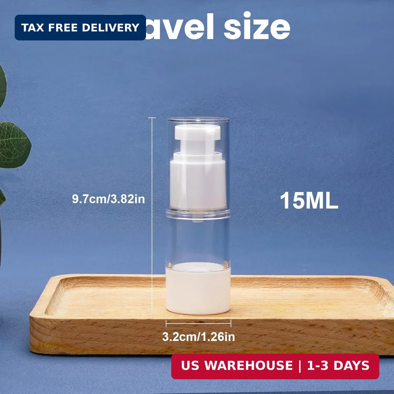 Airless Pump Bottles 8 Pack 0.5oz/15ml Empty Clear Moisturizer Pump Dis