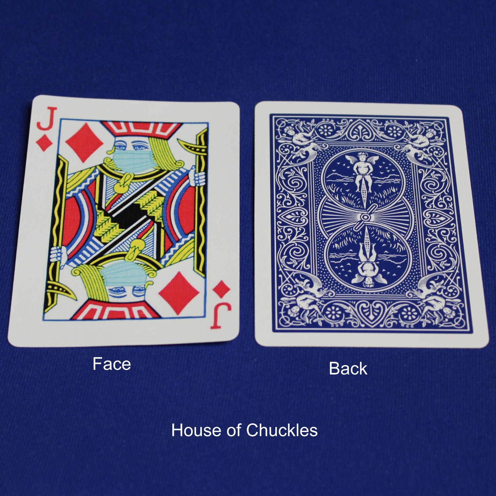 Covid Masked Jack of Diamonds, Bicycle Printed Gaff Card, Blue