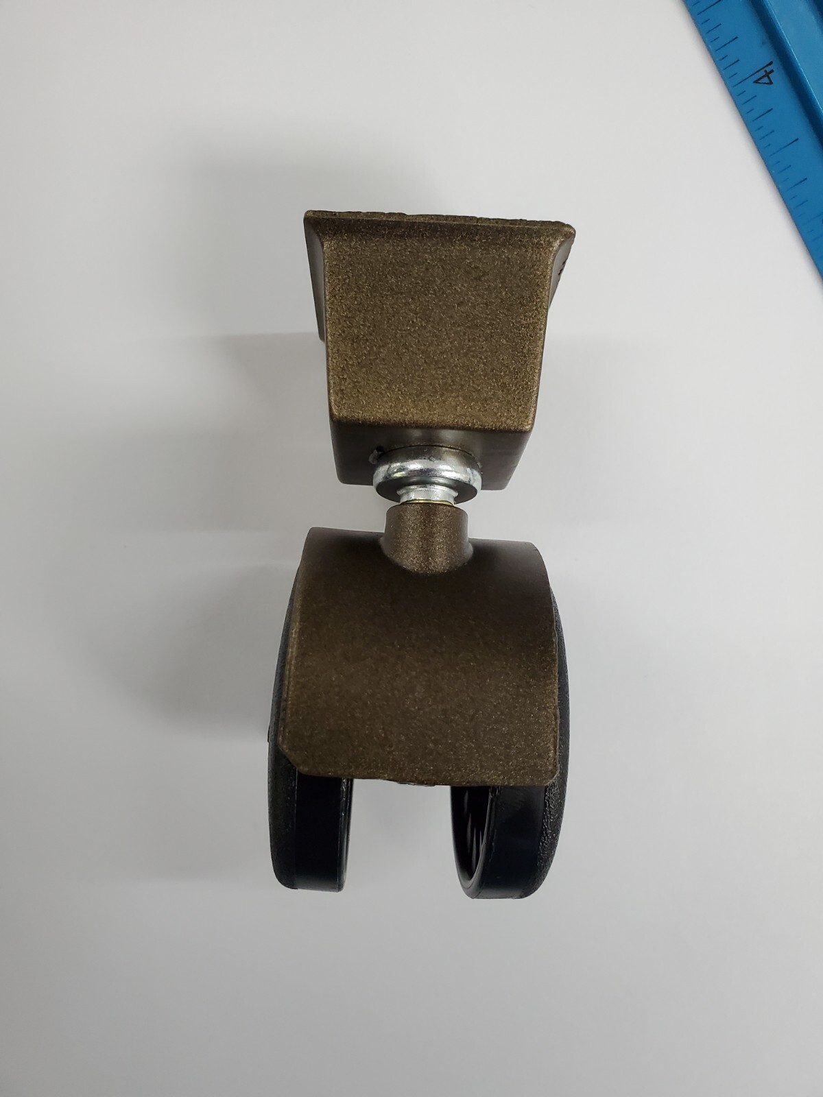 Cast Brass Square Cup Caster Antiqued Finish 2 inch wheels 1 inch cup