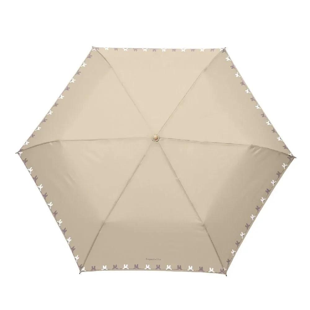 Gaspard and Lisa All-Weather Folding Umbrella Printed-hem Beige JP LTD Original