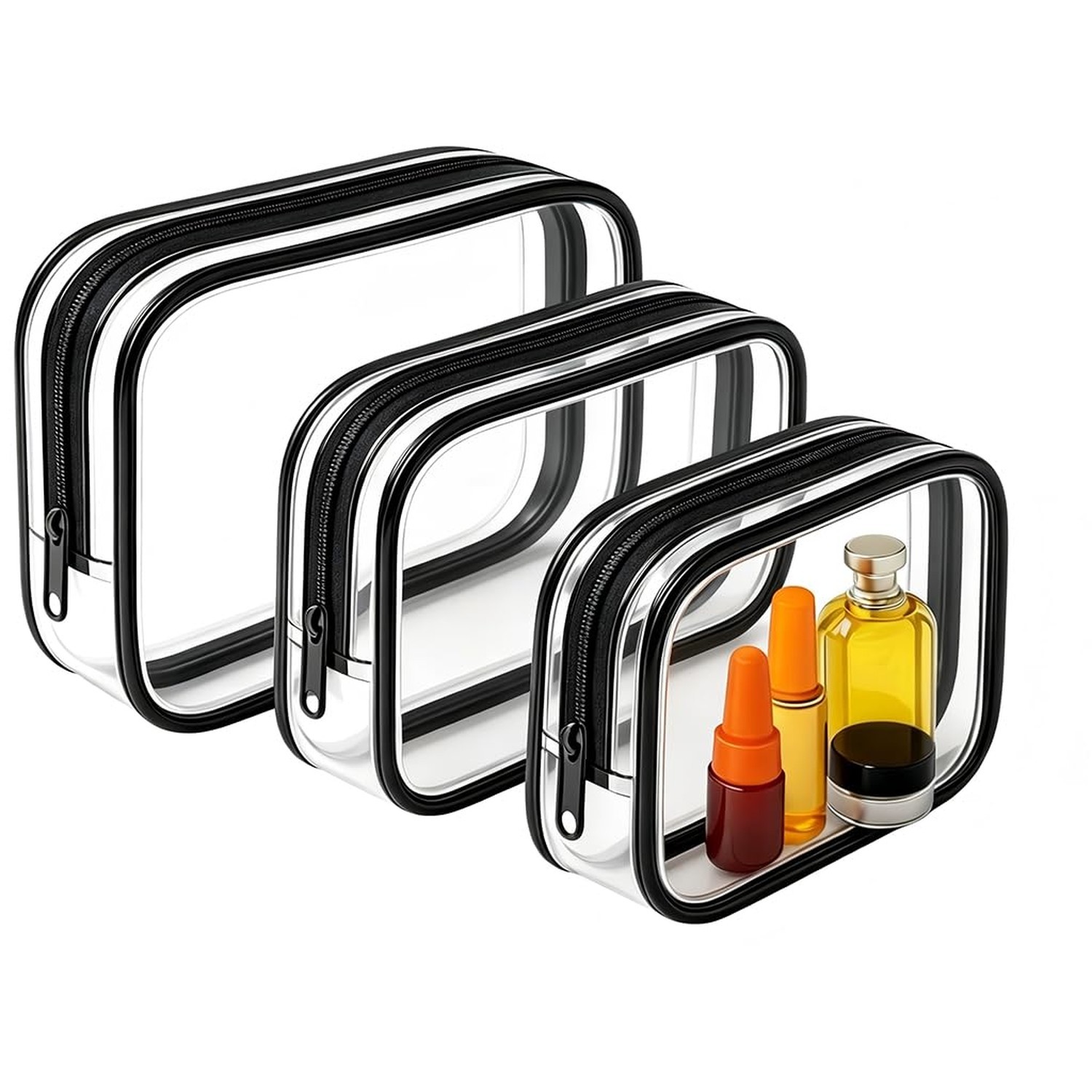 3 PCS Clear Travel Toiletries Bag, CAA Approved Waterproof Toiletry Bags, Cle...