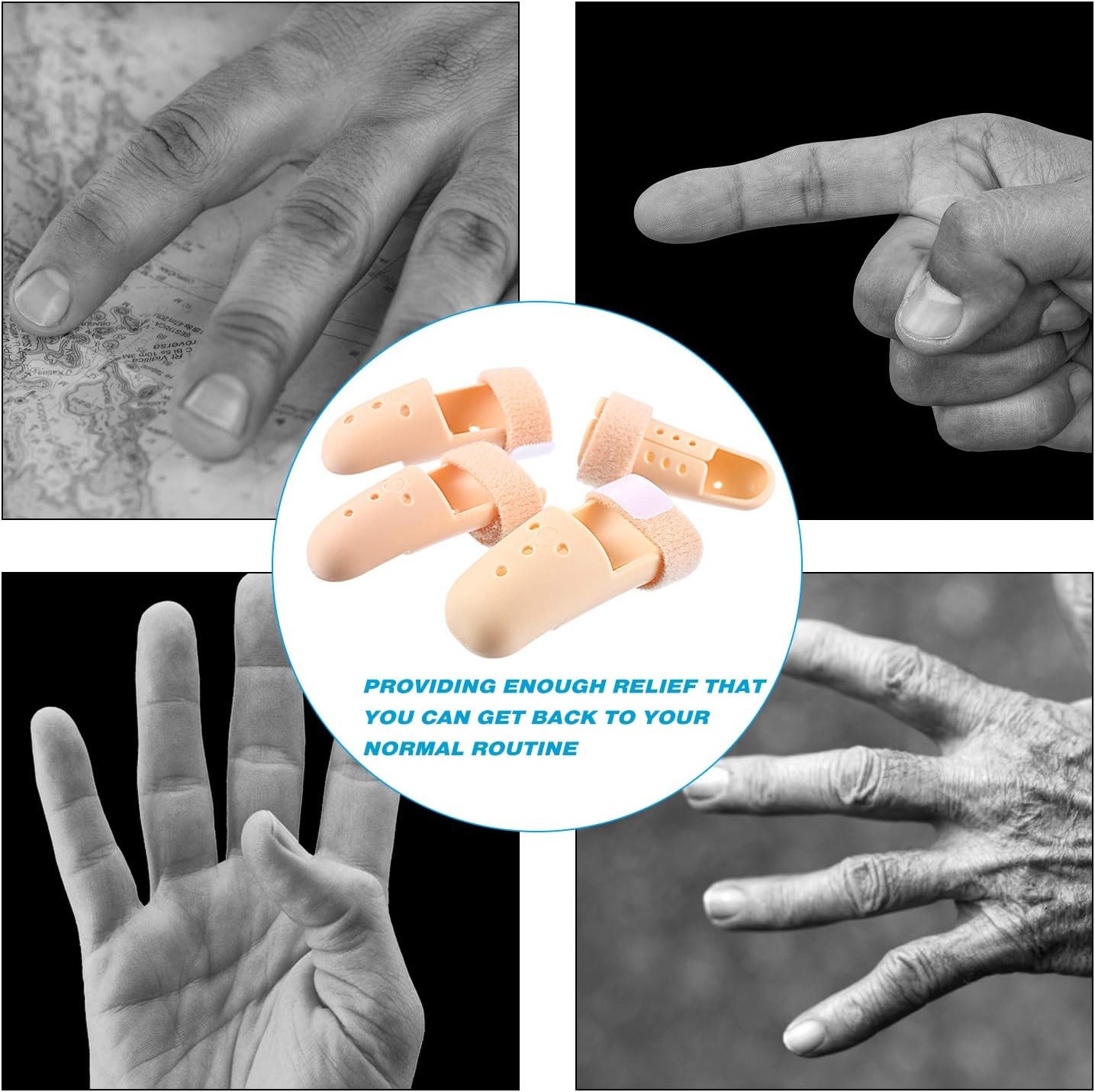 10 Pcs Mallet Finger Splint, 5 Sizes Finger Support Brace Stabilizer (Beige)