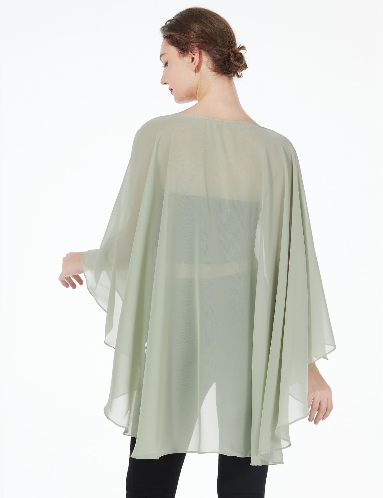Women Poncho Cape High Low Chiffon Shawls Wraps Scarves Capelets for Evening ...
