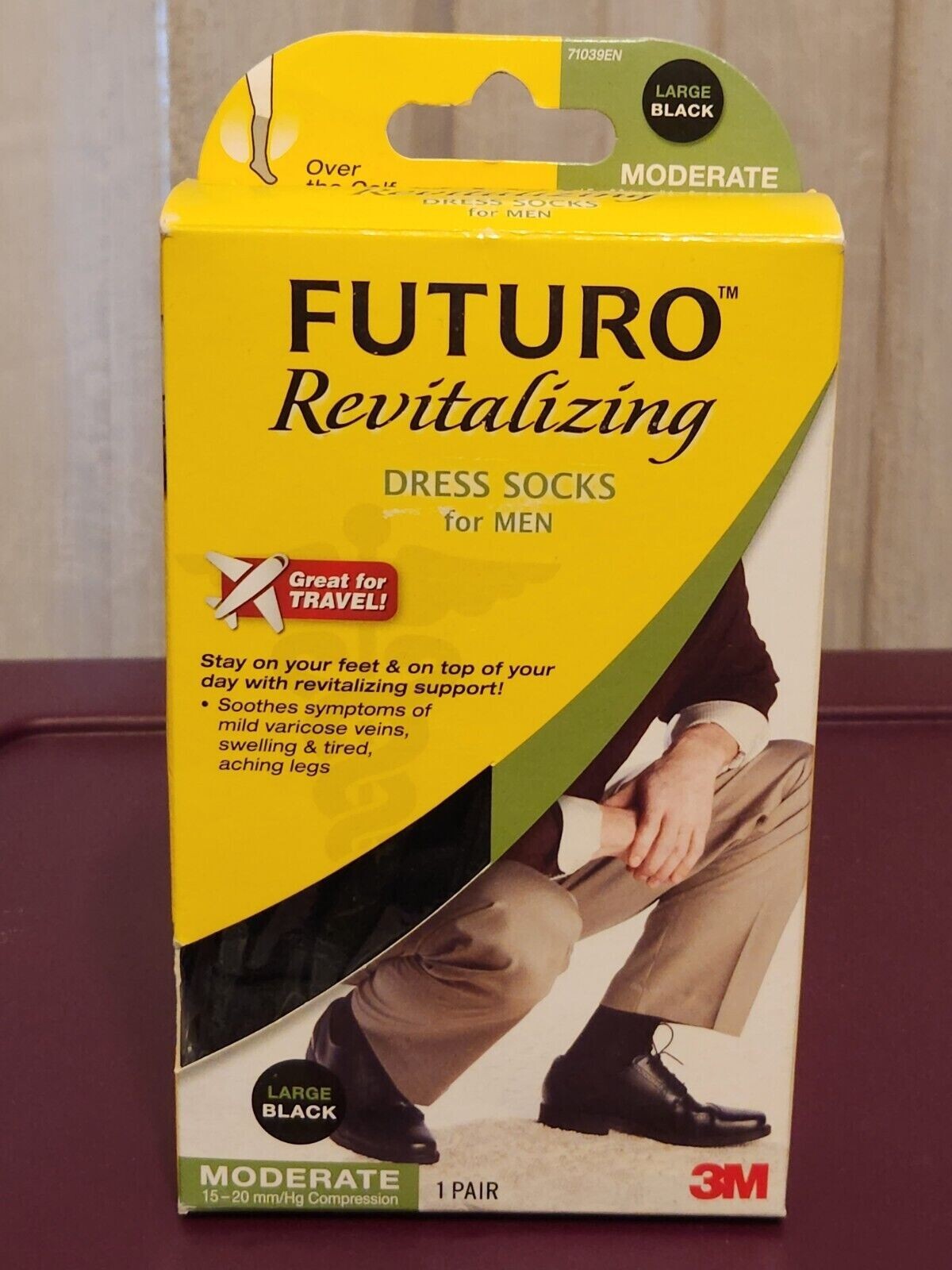 Futuro Revitalizing Dress Socks For Men Moderate Compression Large Black