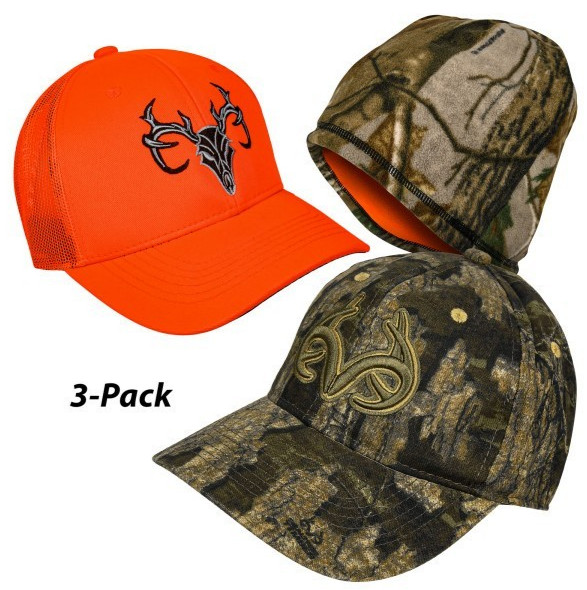 REALTREE - Lot of 3 - Outdoor Camo Hunting Cap, Orange Hat & Fleece Beanie