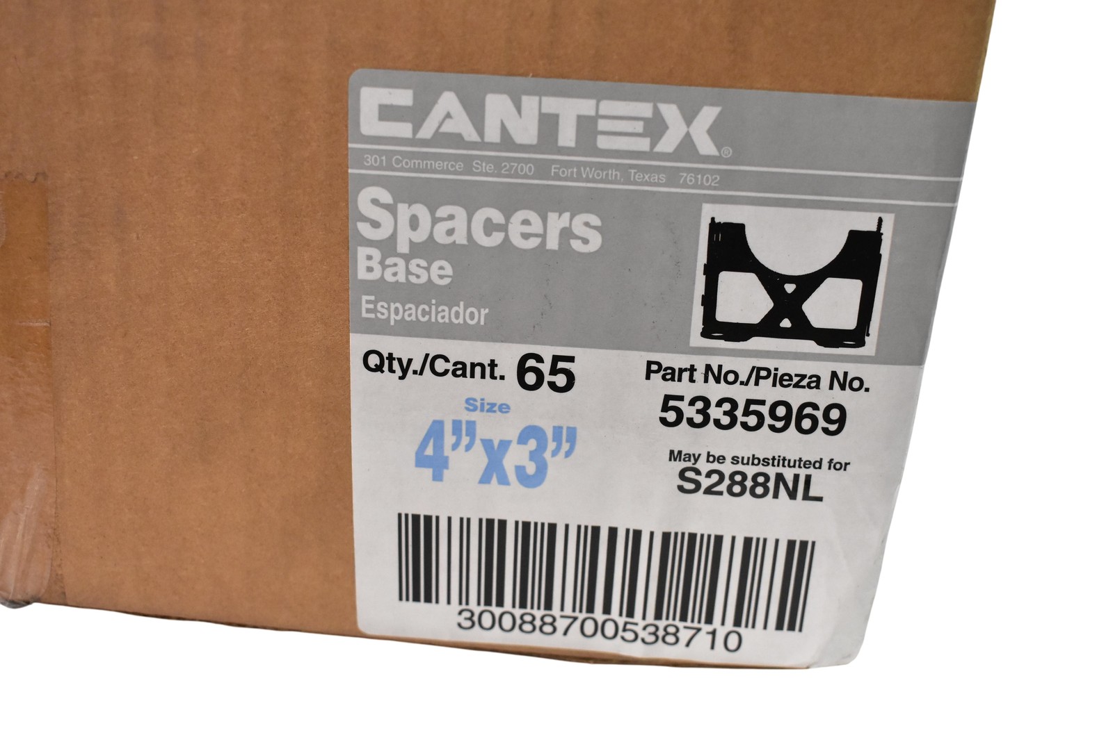 CANTEX 4x3 PVC Spacer Base 5335969 Box of 65 May Substitute for S288NL Black