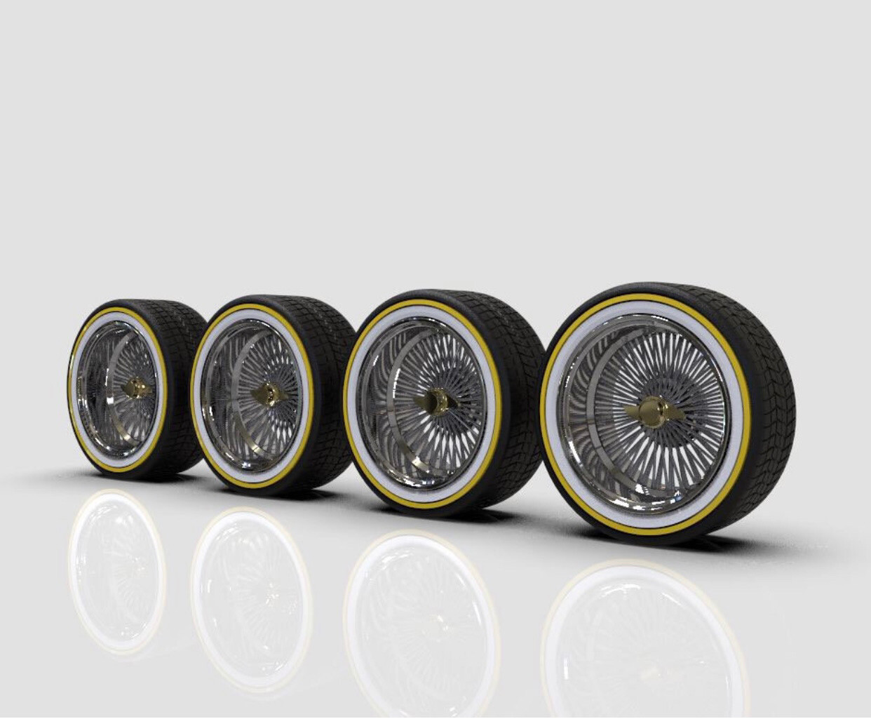 1:64 24”s ”Deep Dish Wire Wheels on Low-Pro Vogues