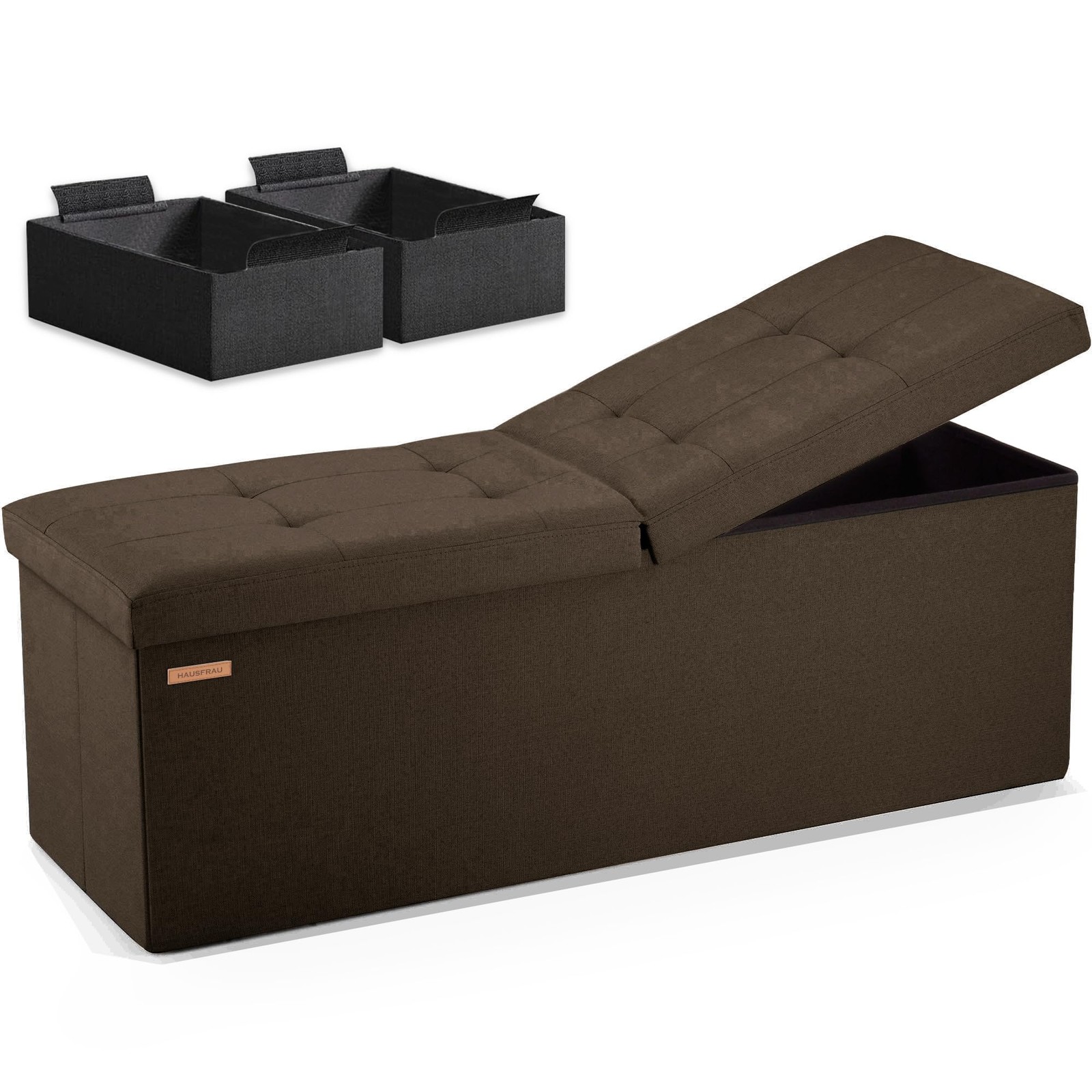 HAUSFRAU Storage Ottoman Bench with Flipping Lid, 43.3 Inches Storage Chest Foot