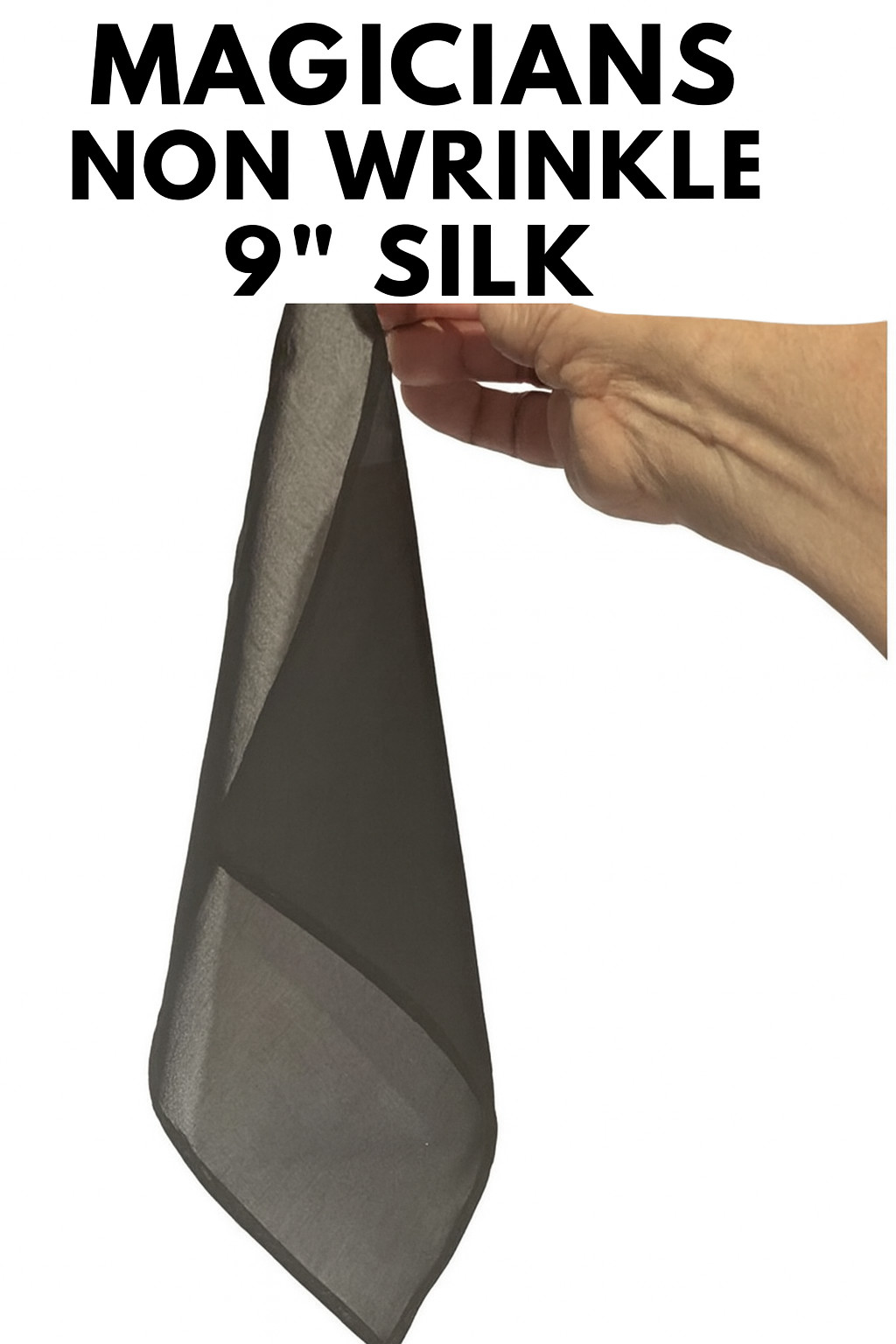 1 NON WRINKLE BLACK MAGIC SILK 9” Magician Trick Prop 8.5” Lapel Pocket Hanky