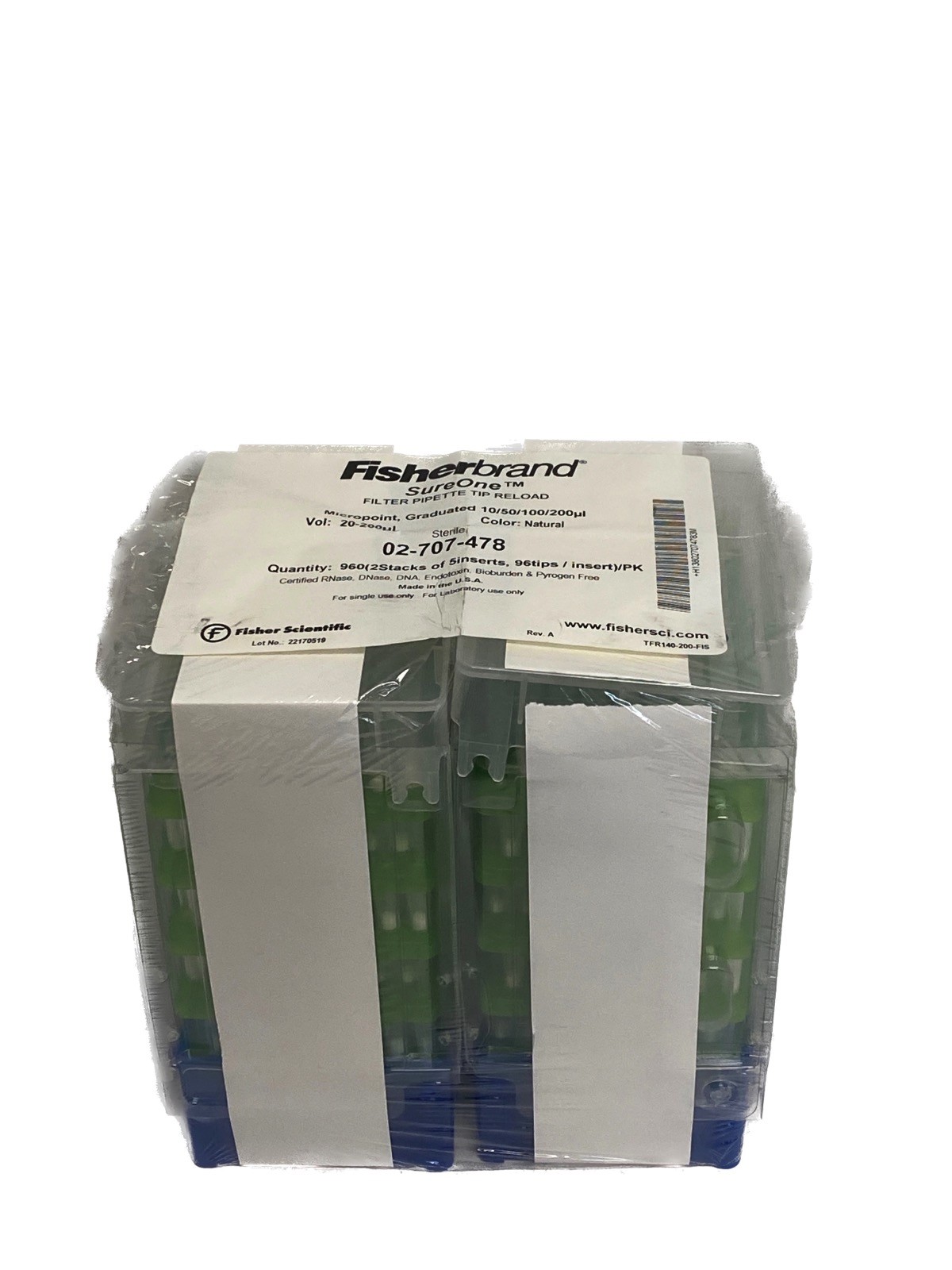 (960) FISHERBRAND SureOne 200uL Micropoint Filter Reload Pipet Tips 02-707-478
