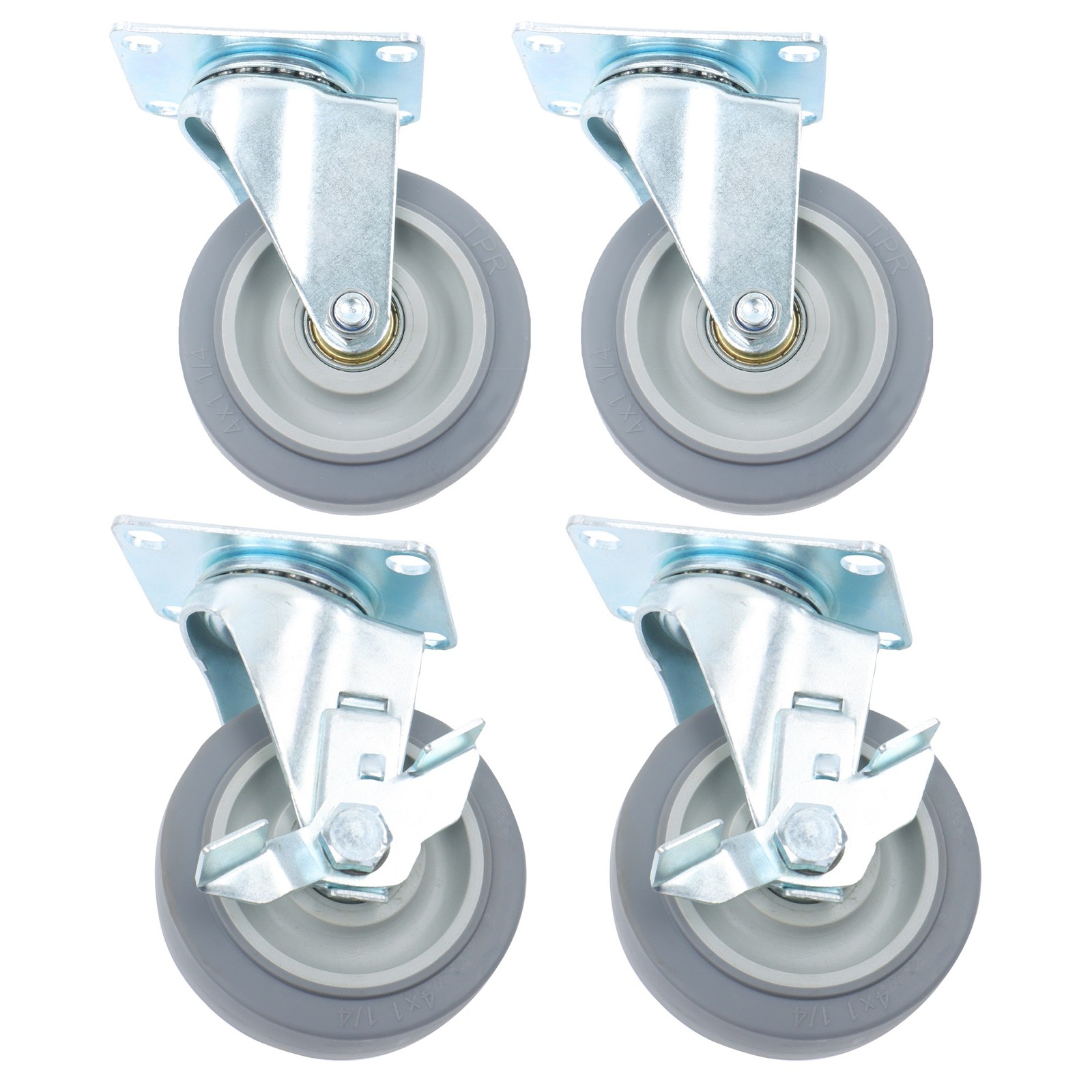 4 Pcs 4 Inch Swivel Caster Wheels 1200Lbs Two Inclined, Two Inclined Belt Brakes