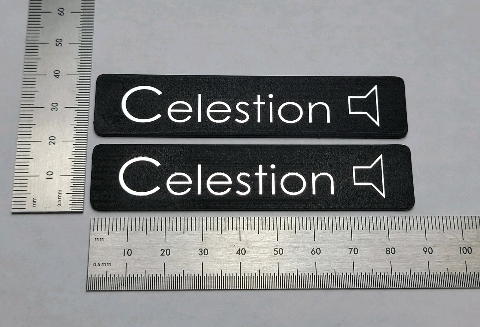 Celestion Speaker Badge Logo Emblem Premium Silver Pair With Self Stick Adhesive