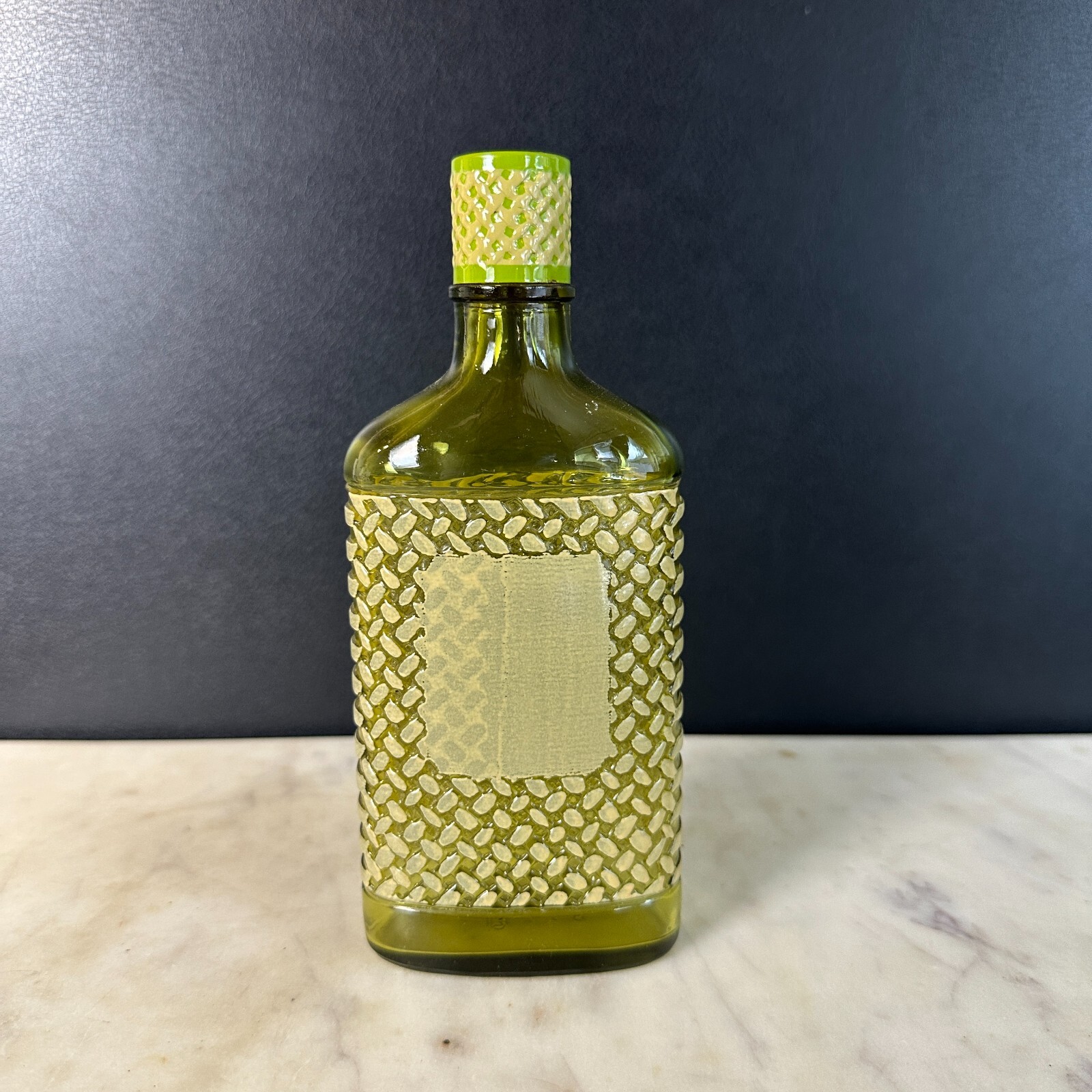 Vintage Decorative Green Glass Liquor / Perfume Bottle - Avon Island Lime Bottle