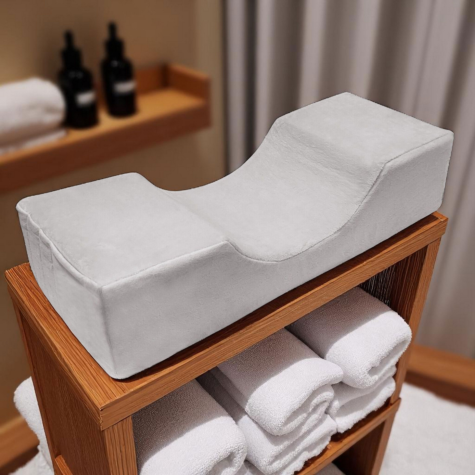 Luxury Lash Extension Pillow, Ergonomic Contour with Pockets for Tools