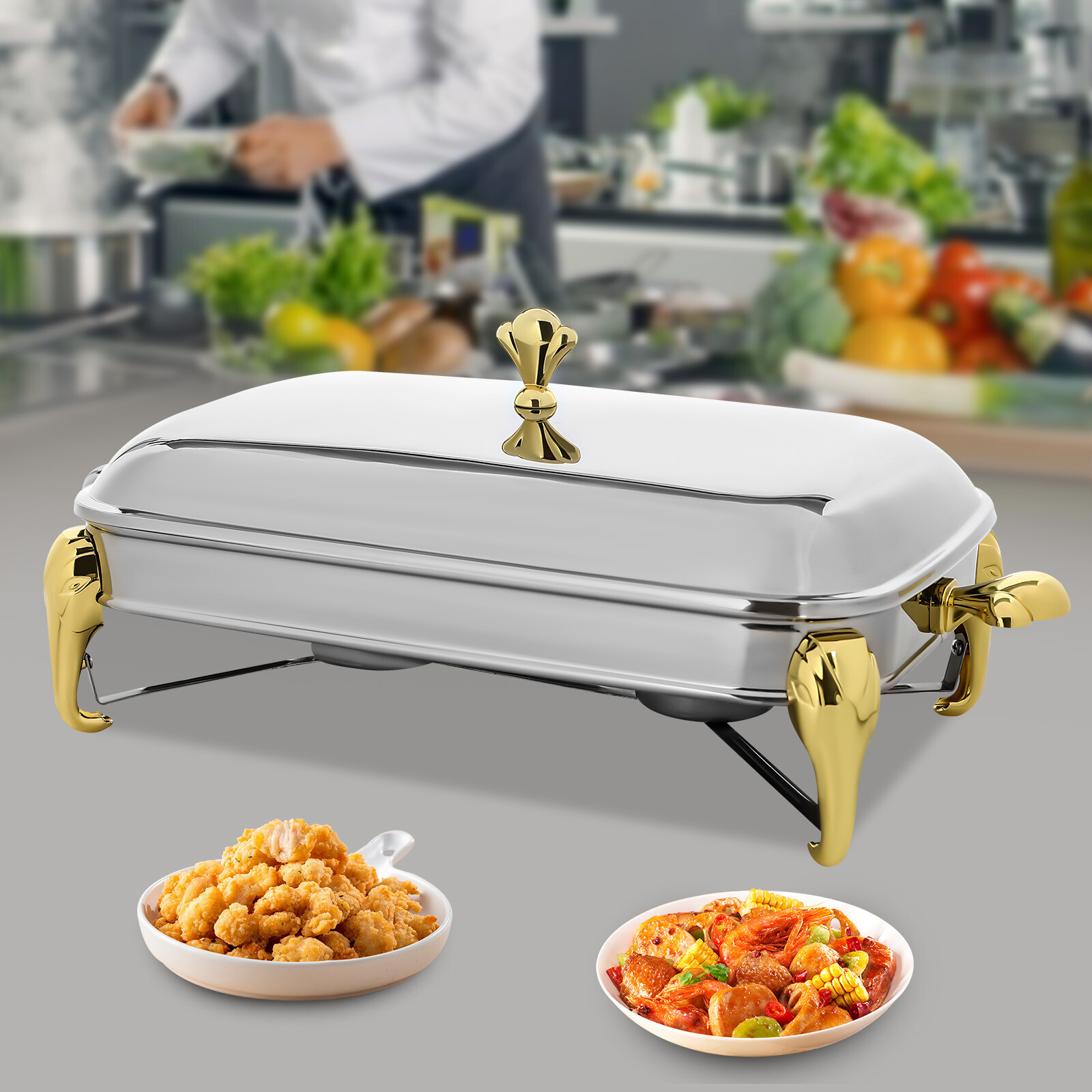 2.9L Chafing Dish Buffet Stainless Steel Chafing Dishes Rectangle Food Warmer