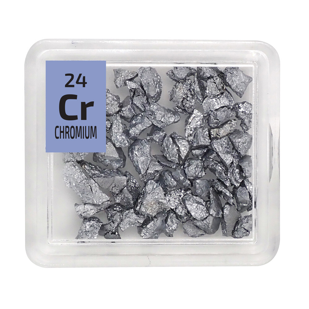 Chromium Metal 99.99% Element Cr pure Sample Crystals in Periodic Element Tile