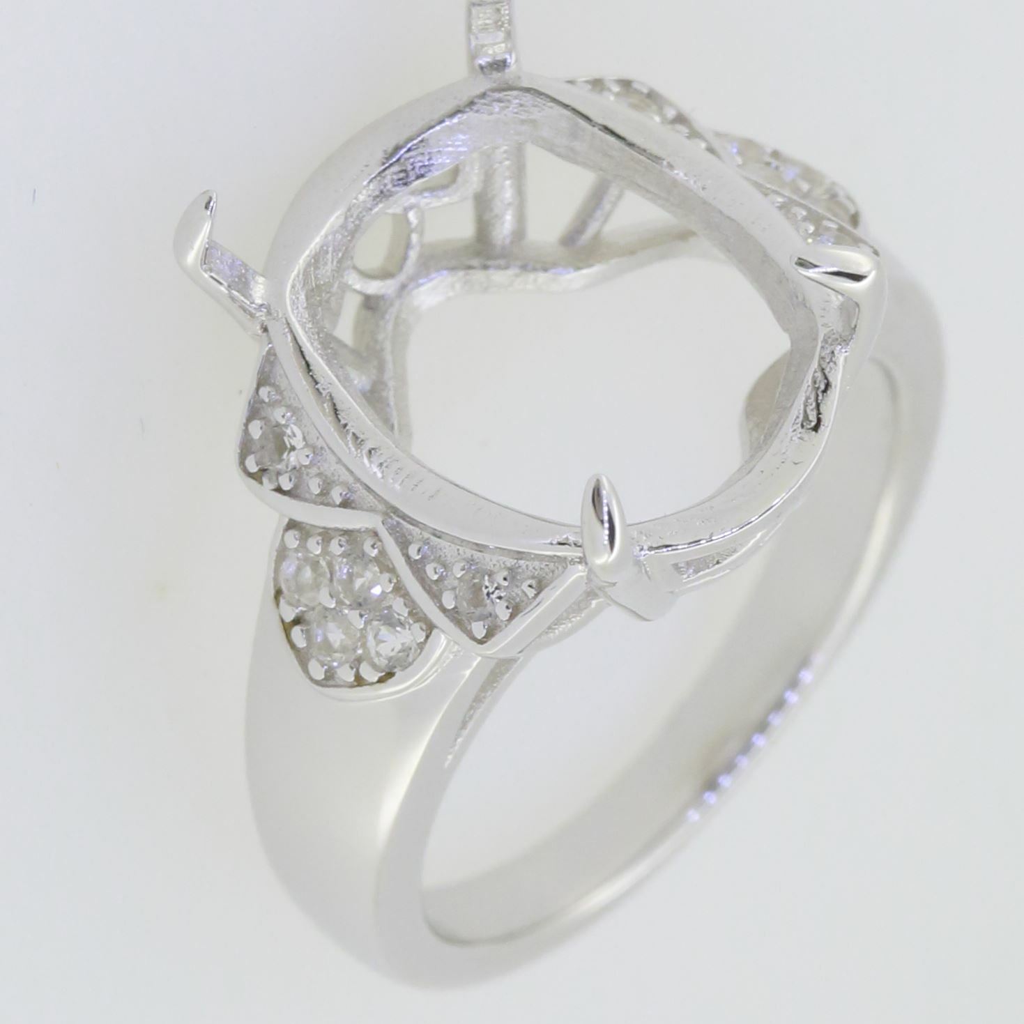 Sterling Silver Semi Mount Ring Setting Oval OV 16X12mm White Topaz