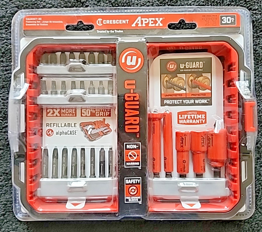 NEW Crescent CAUGSET-30 u-GUARD 1/4-in x Set Set Impact Driver Bit Set 30-Piece