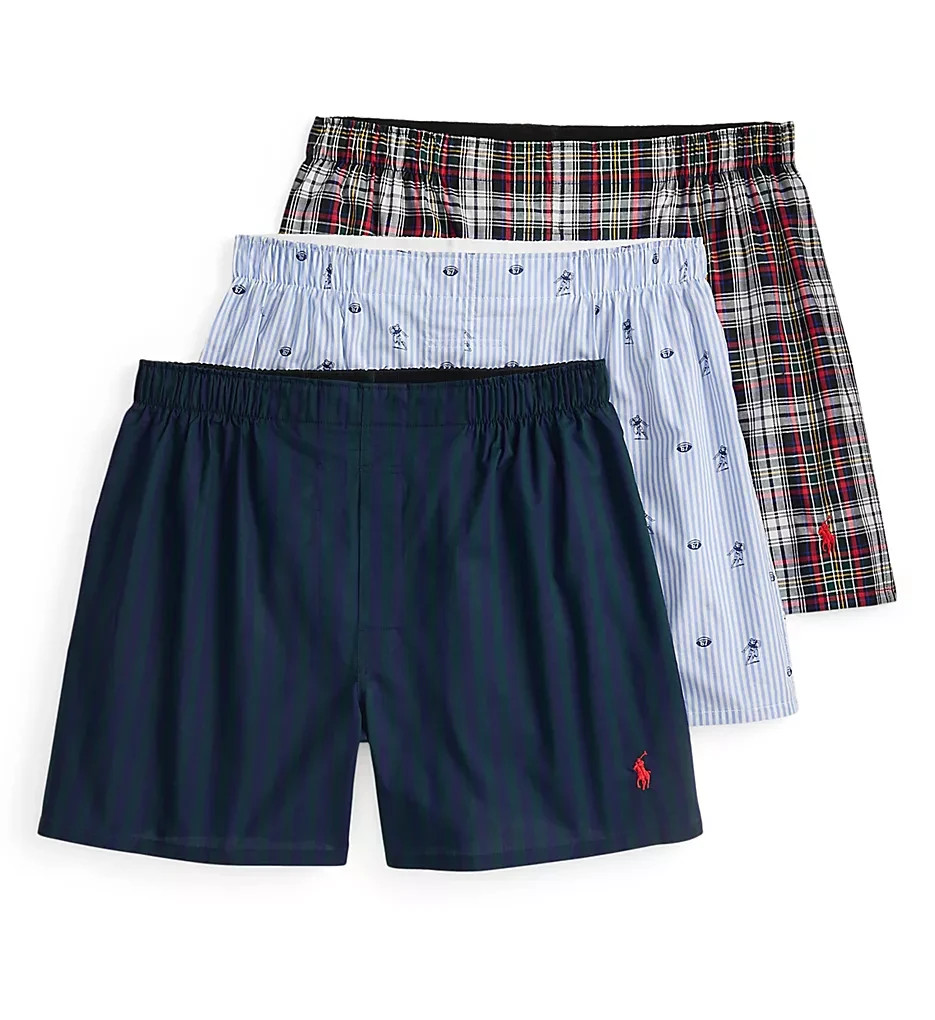 POLO RALPH LAUREN MENS 3 PACK COTTON WOVEN BOXERS UNDERWEAR#NCWBP3-NWT