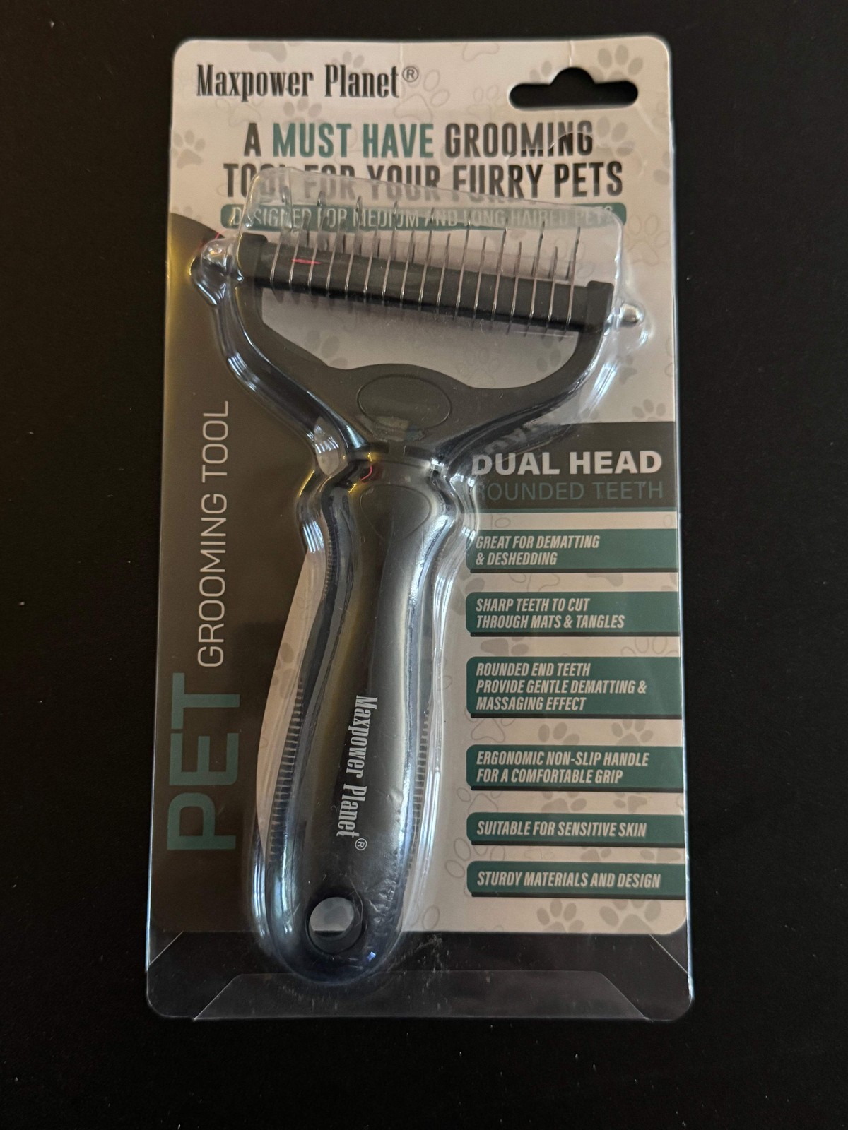 Maxpower Planet Pet Grooming Tool Dual Head Deshedding Rake