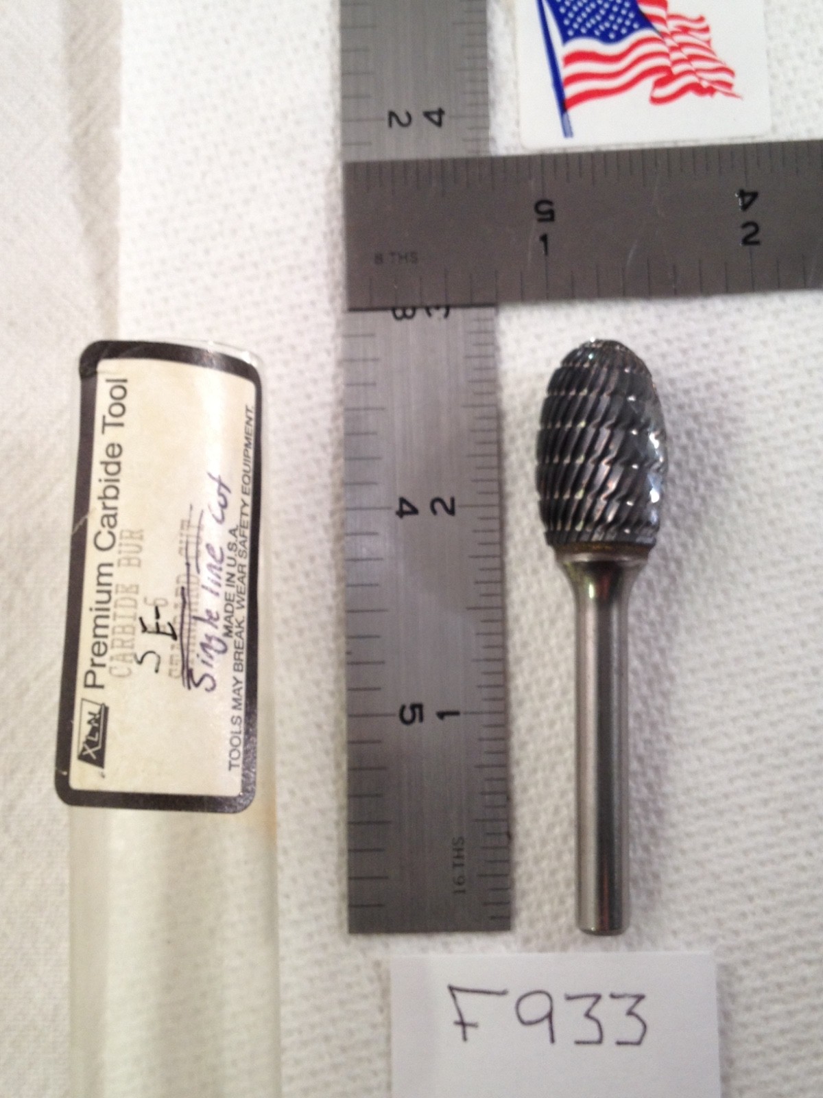 1 NEW PREMIUM CARBIDE 1/4" SHANK CARBIDE BURR SE-6 SINGLE LINE CUT. OVAL (F933)