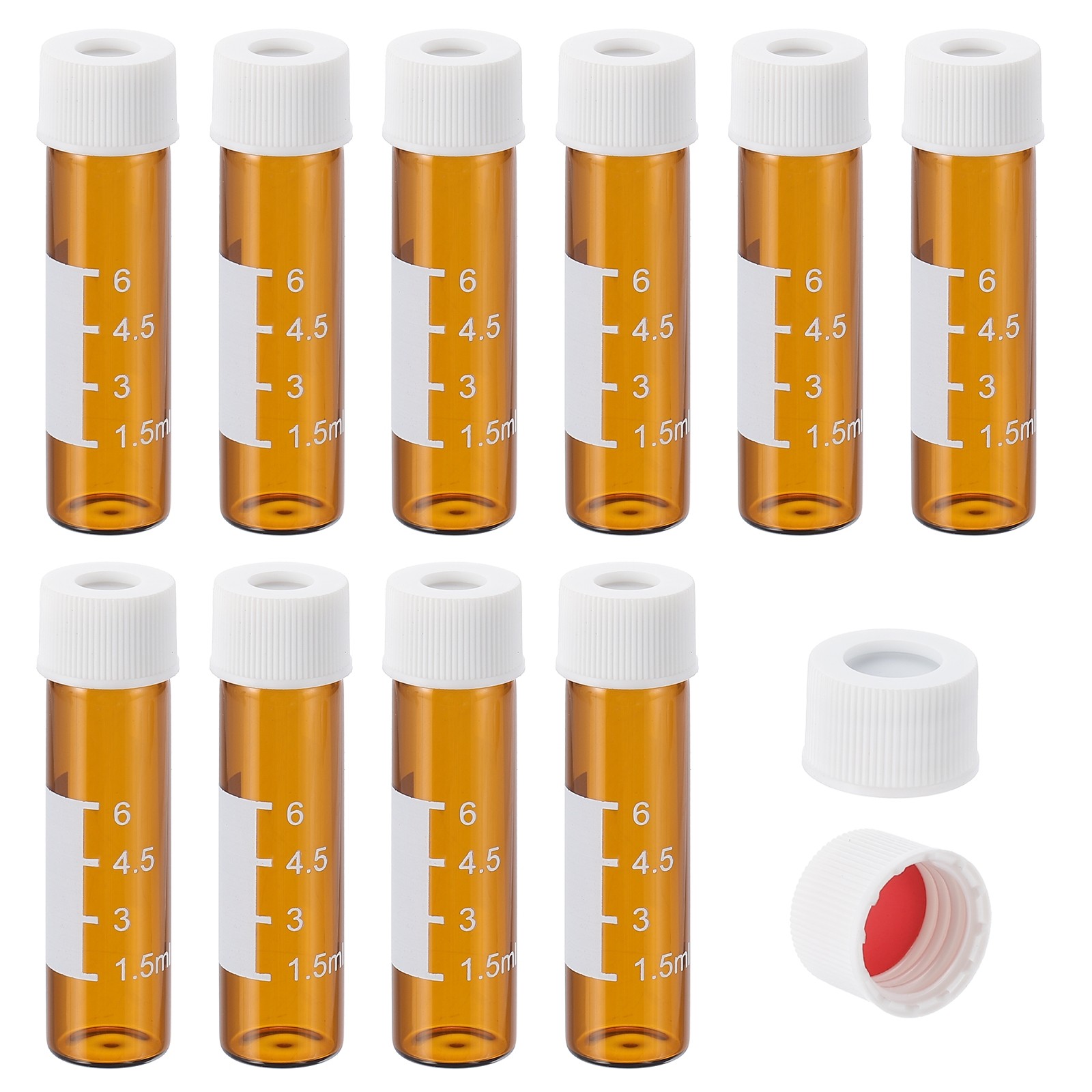 200 Pack 8ml Autosampler Vial Sample Vial Pre-Slit Septa with White Cap, Amber