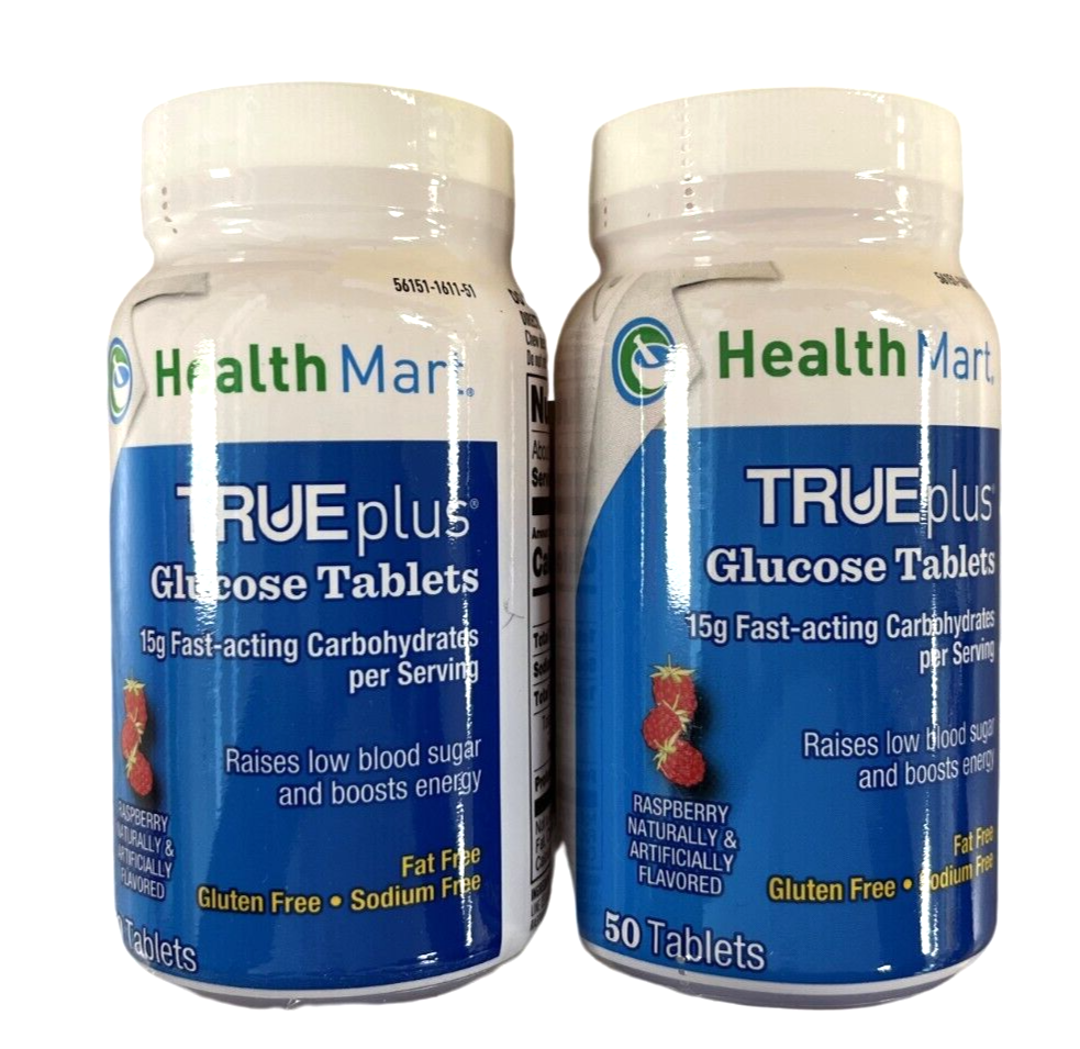 HM Glucose Tablets RASPBERRY 50 count ( 2 pack ) PHARMACY FRESH /