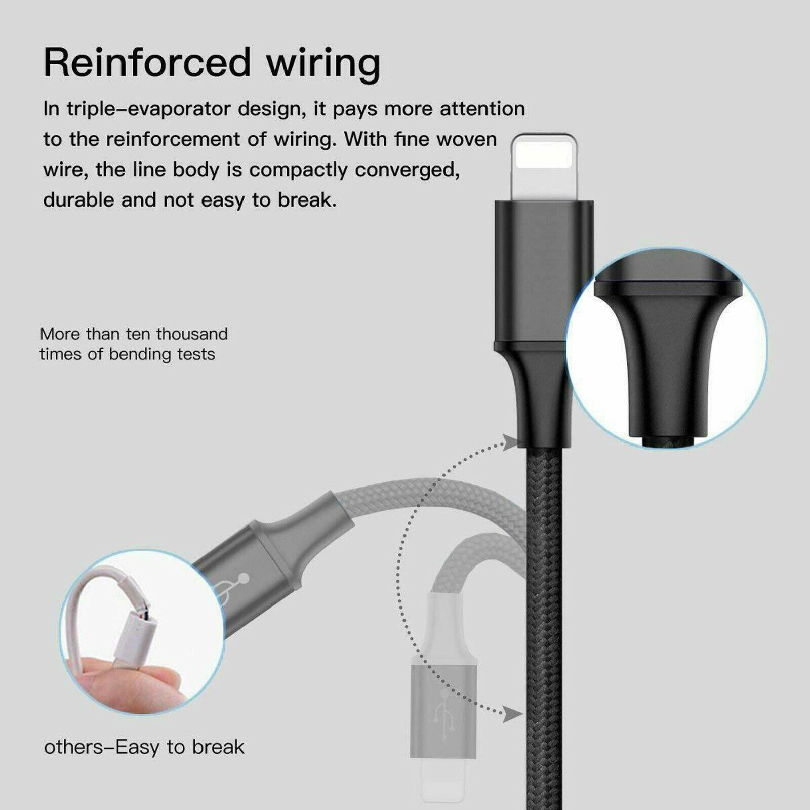 3in1 Fast USB Charging Cable Universal Multi Function iPhone 17 Charger Cord lot