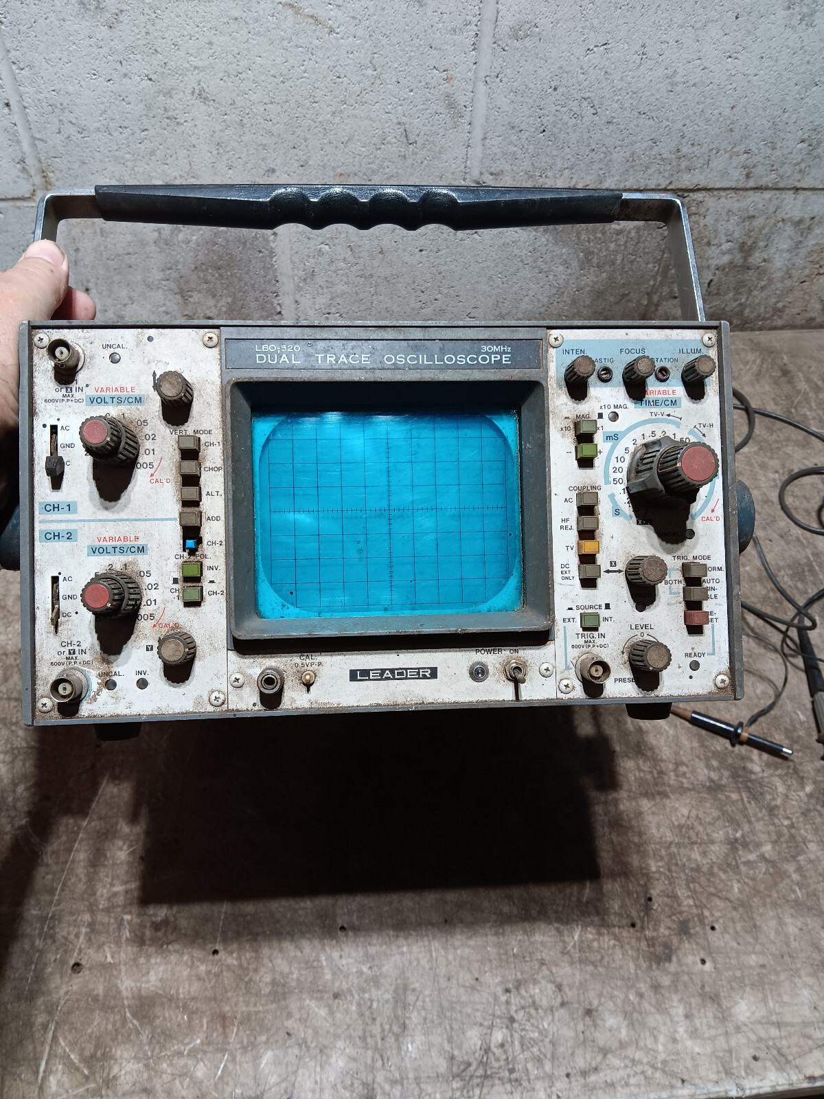 Leader LBO-520 Dual Trace Oscilloscope 30mhz Untested As Is
