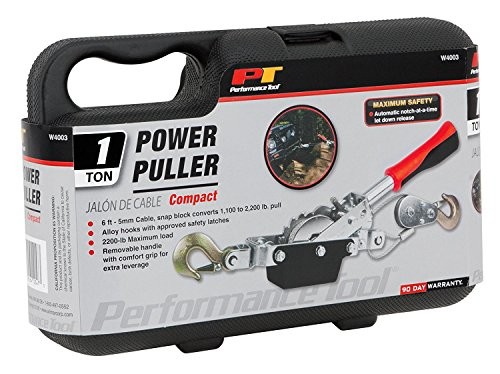 W4003 Compact Power Puller 1 Ton Capacity Winch, 6' Aircraft Cable, Removable