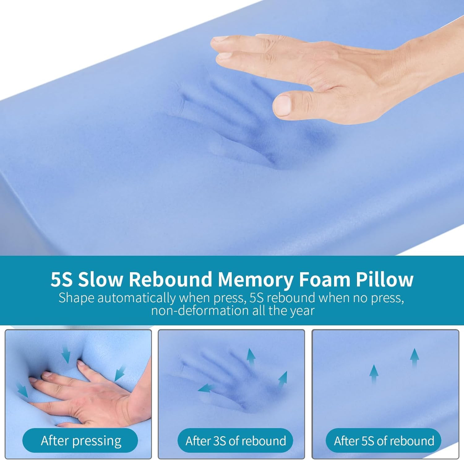 Memory Foam Bed Pillow for Sleeping, Ergonomic Cervical Contour Neck Support Ort