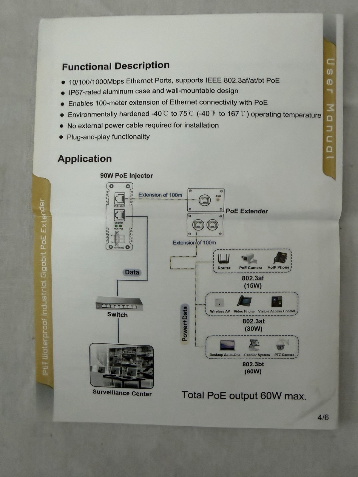 Industrial IP67 Waterproof PoE Extender 90w WP-IPE 102