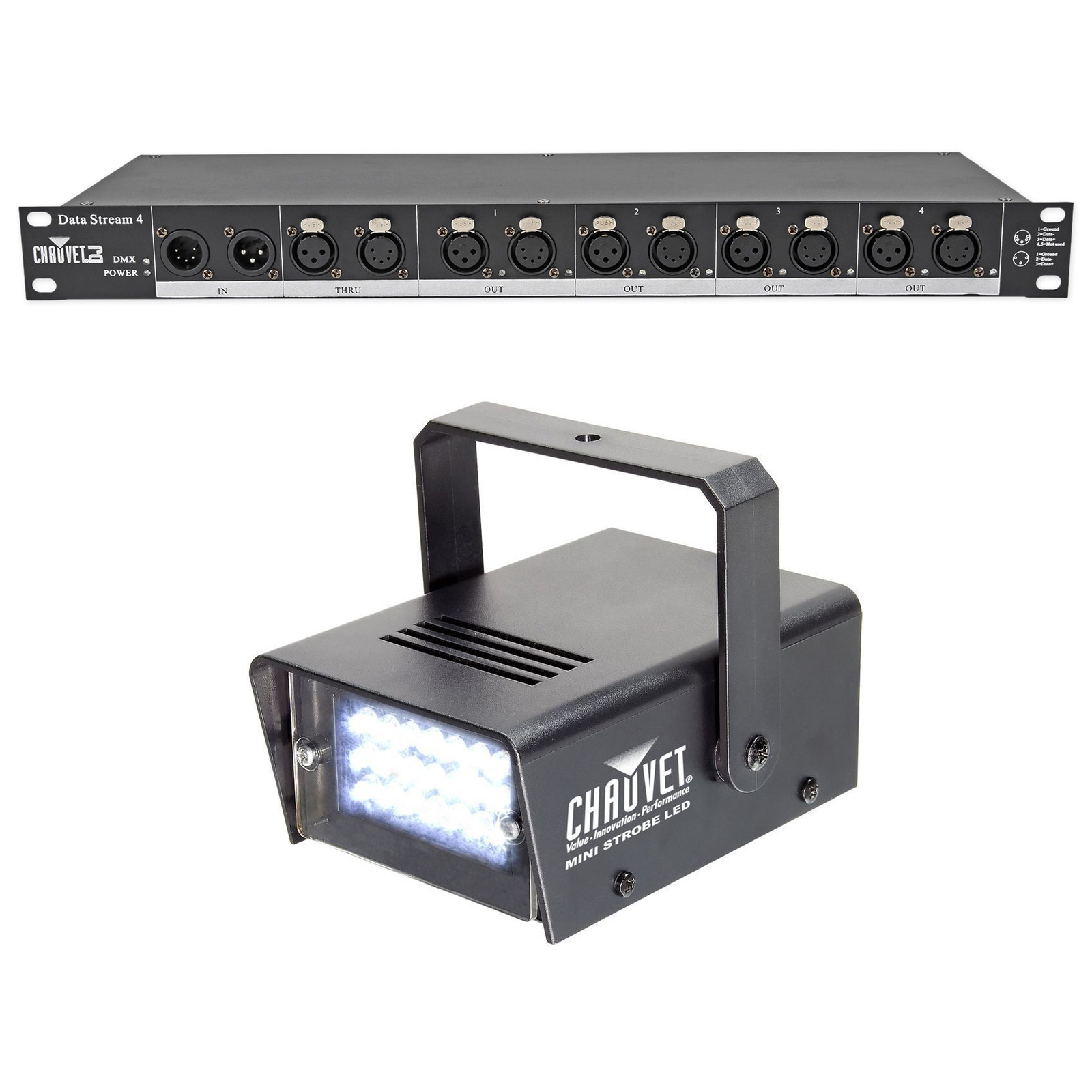 Chauvet DJ Data Stream 4 Datastream 1 - 4 Optical Splitter+Strobe Light