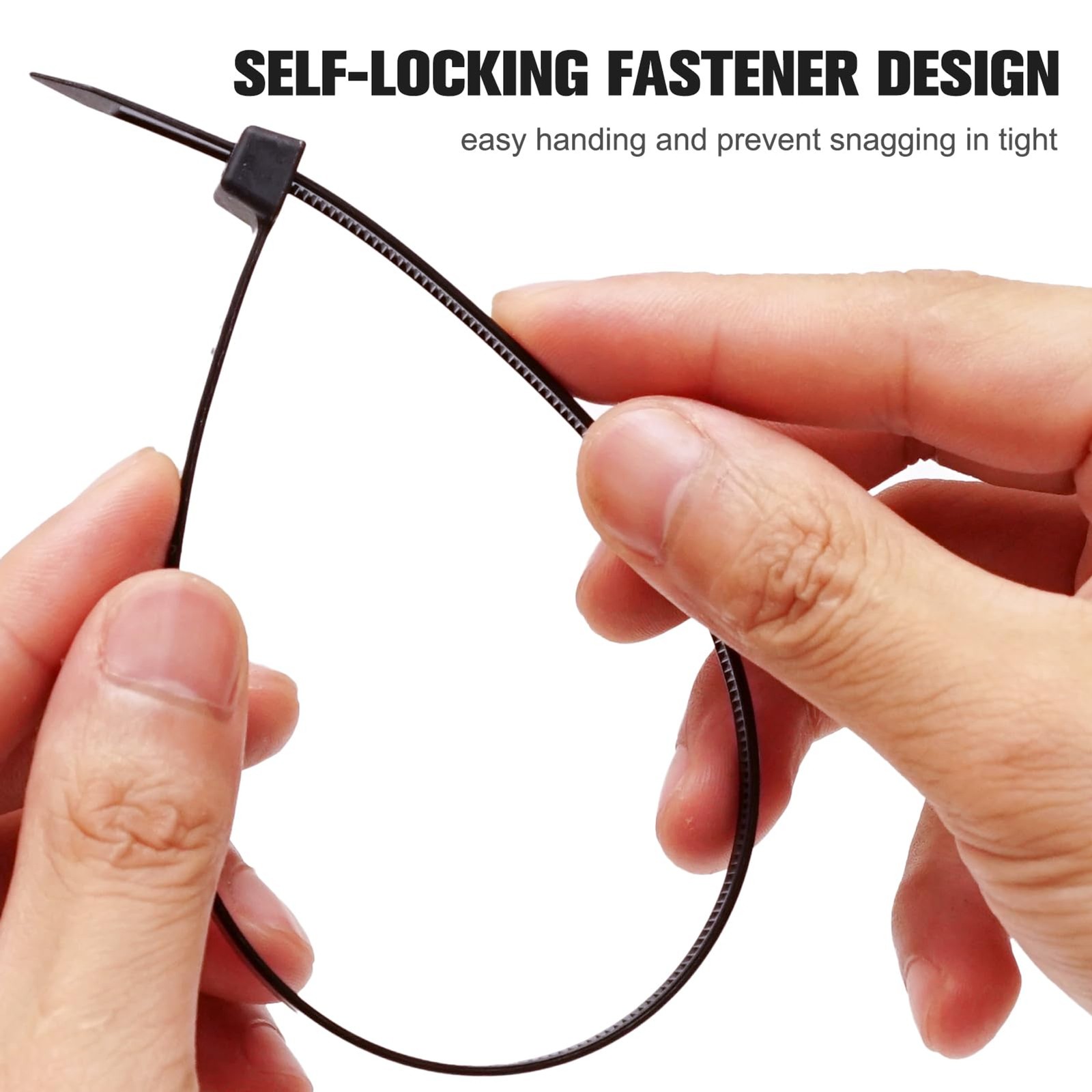Black Zip Ties Assorted Sizes 4+6+8+10+12-Inch，600PCS Multi-Purpose Self-Locking