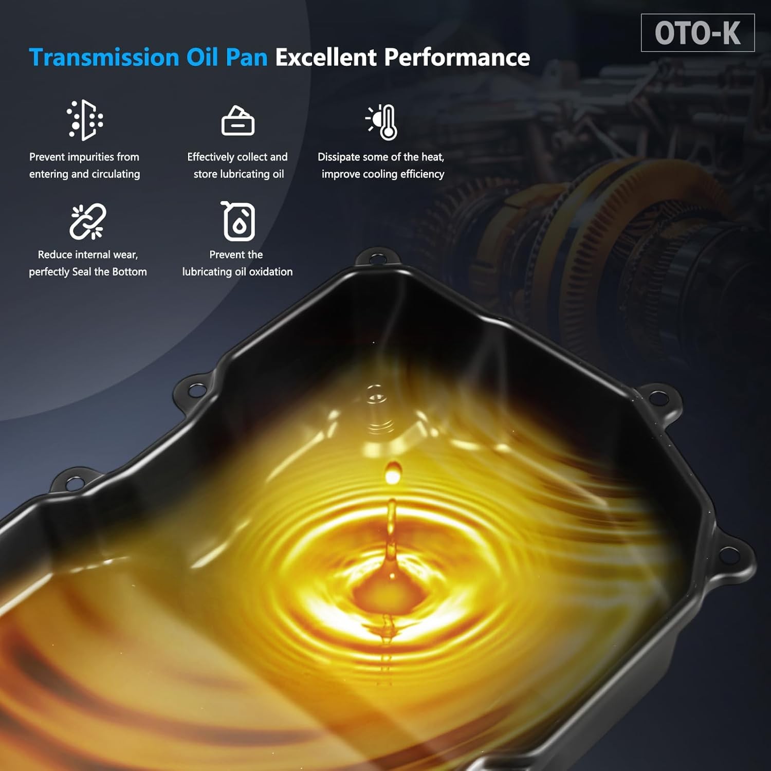 OTO-K Transmission Oil Pan with Drain Plug and Gasket Compatible with Volkswagen