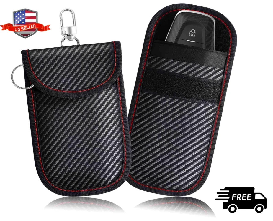 2x Car Key Signal Blocker Faraday Pouch Case - Fob Keyless RFID Blocking Cage...