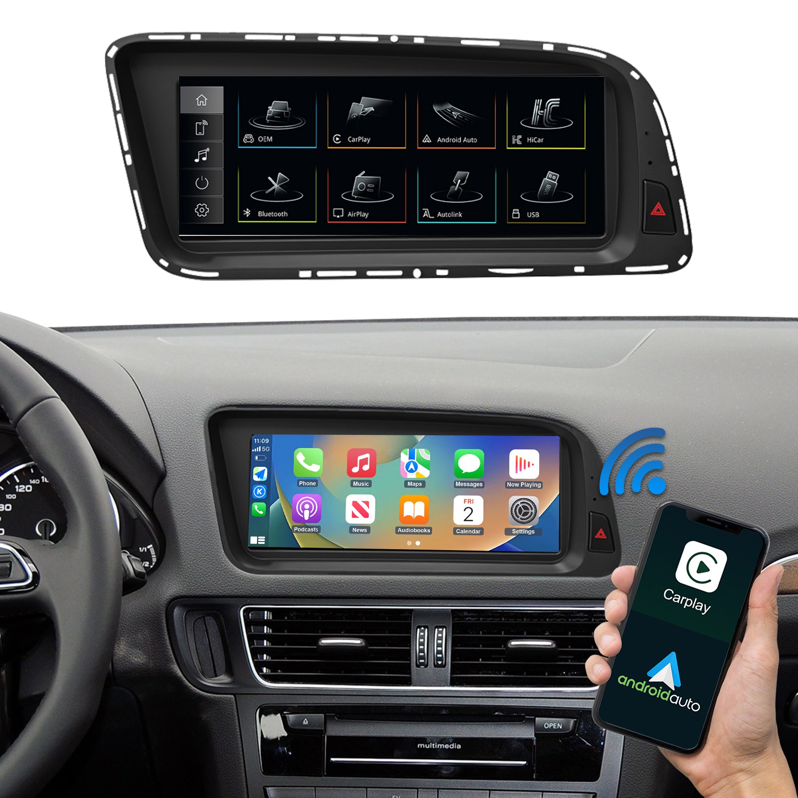 8.9'' Wireless Carplay Autoradio For Audi Q5 SQ5 MMI 3G Radio Stereo Multimedia