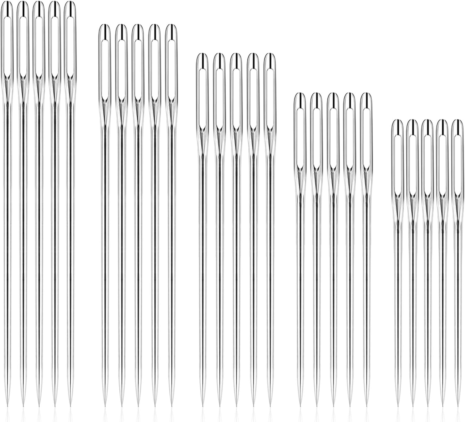 RITDVNI 50 Pcs Sewing Needles Large Eye Hand Sewing, 5 Sizes Embroidery Needles