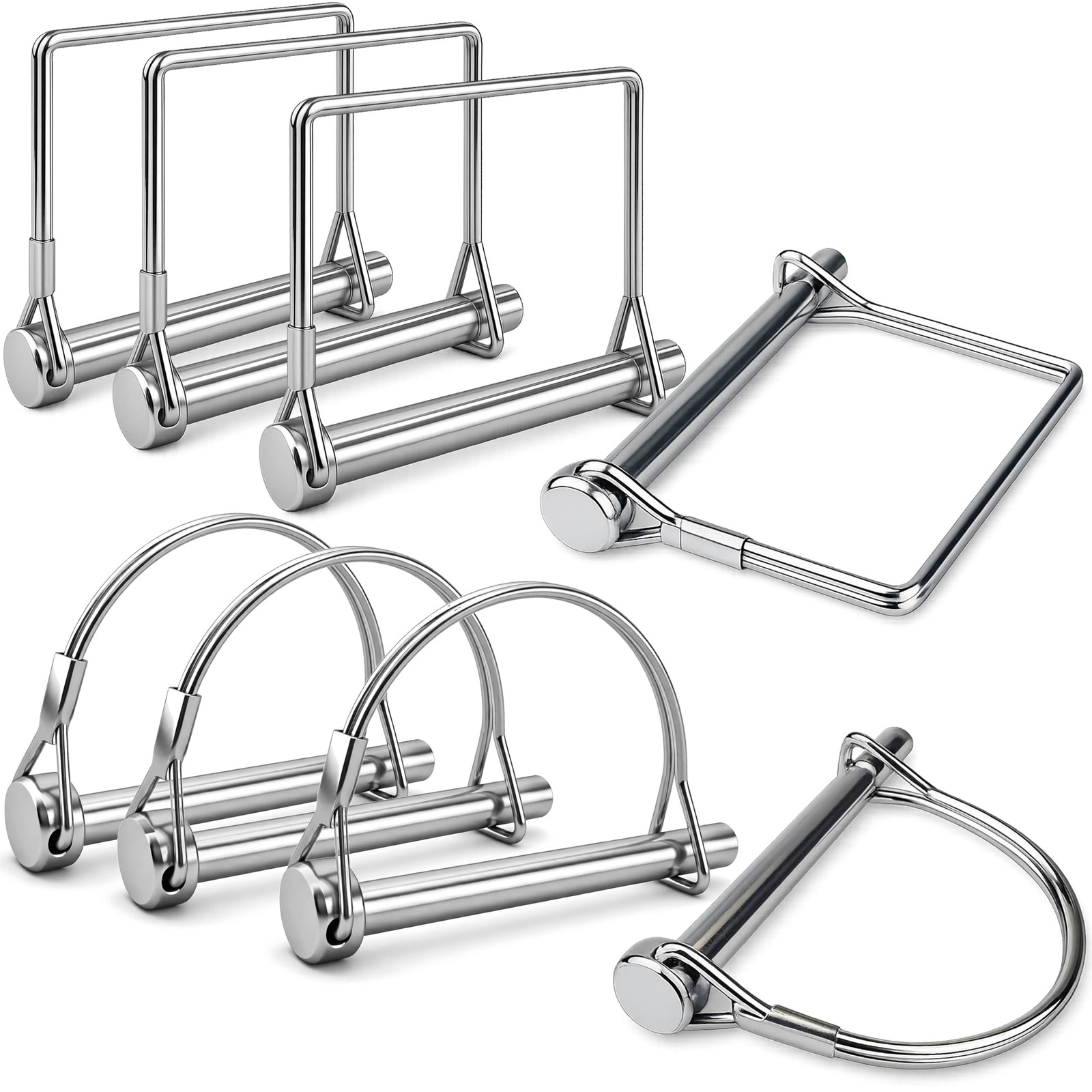 Wellmax 8-Pack Trailer Hitch Pins, 1/4" x 2-3/4" Safety 6.35mm x 70mm, Silver