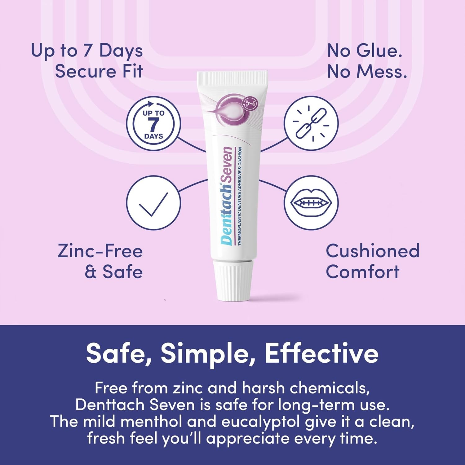 Denttach Seven Denture Adhesive, Thermoplastic Cushion,...