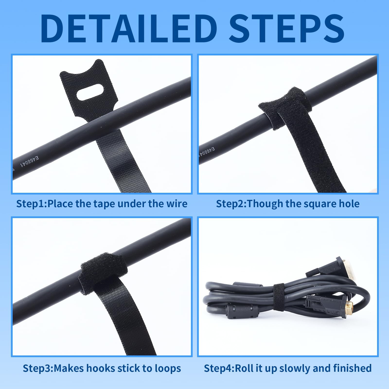 70 PCS 6 inch Cable Ties Reusable Cable Management Adjustable Cable Organizer...