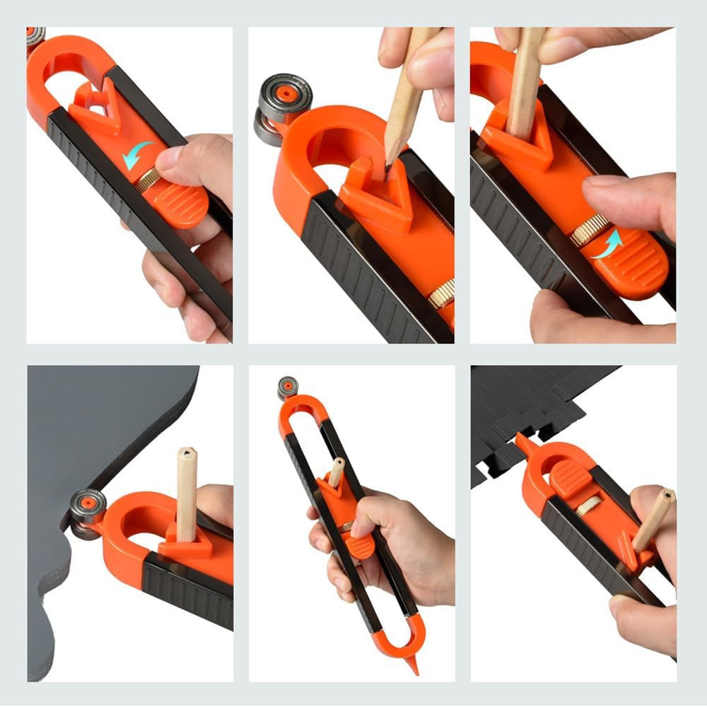 1Pcs Precise Contour Scribe Tool with 2 Pencil, Upgrade Measuring Scribe Tools w